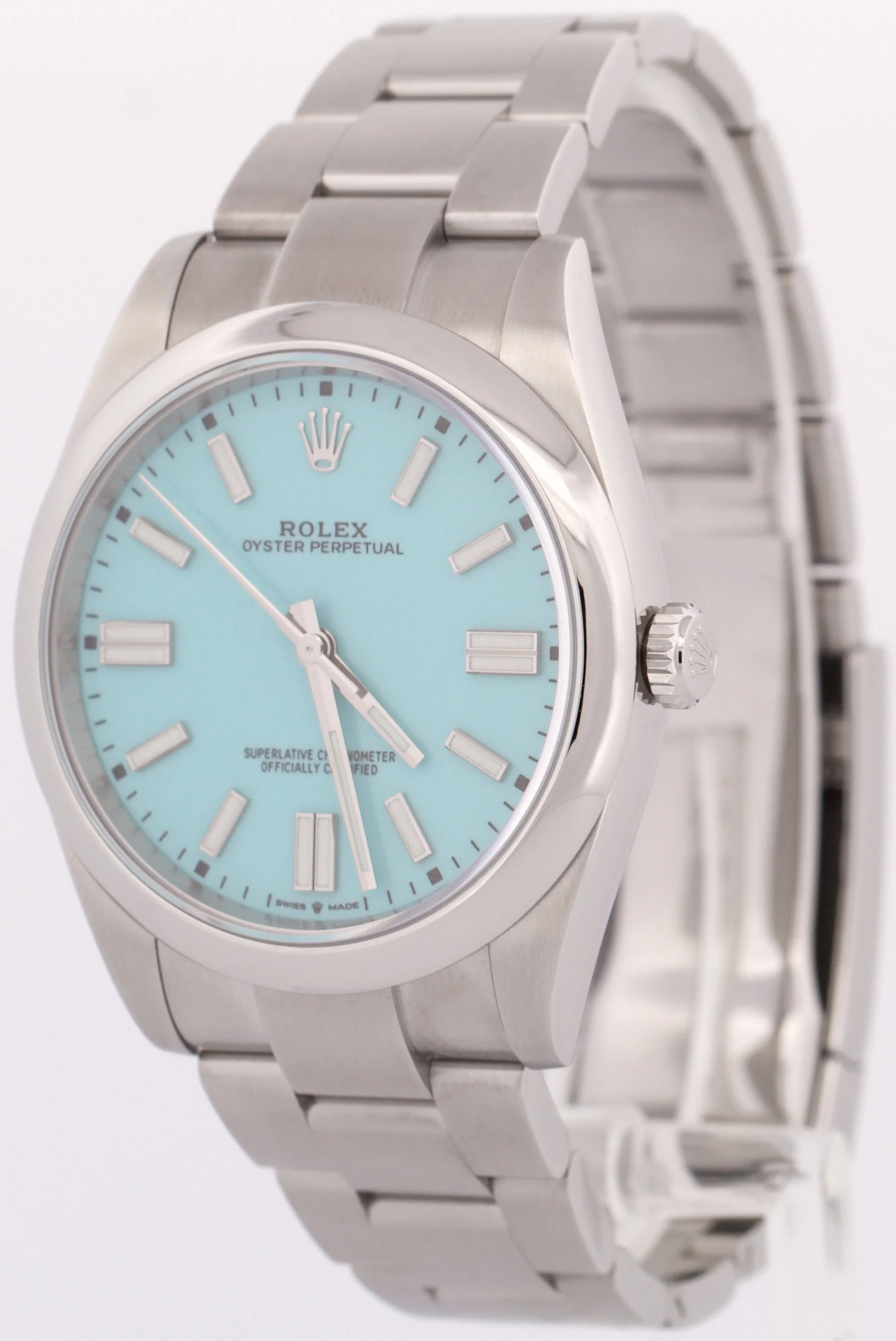 Rolex Oyster Perpetual 41mm TURQUOISE BLUE Stainless Steel Oyster Watch 124300 - Image 3
