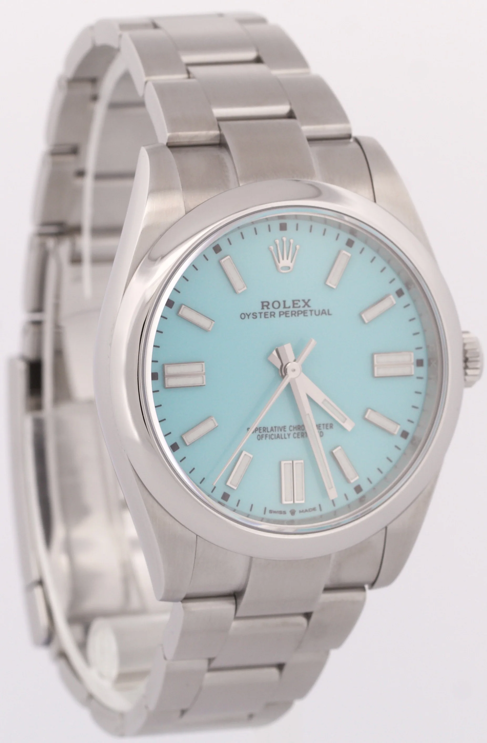 Rolex Oyster Perpetual 41mm TURQUOISE BLUE Stainless Steel Oyster Watch 124300 - Image 4