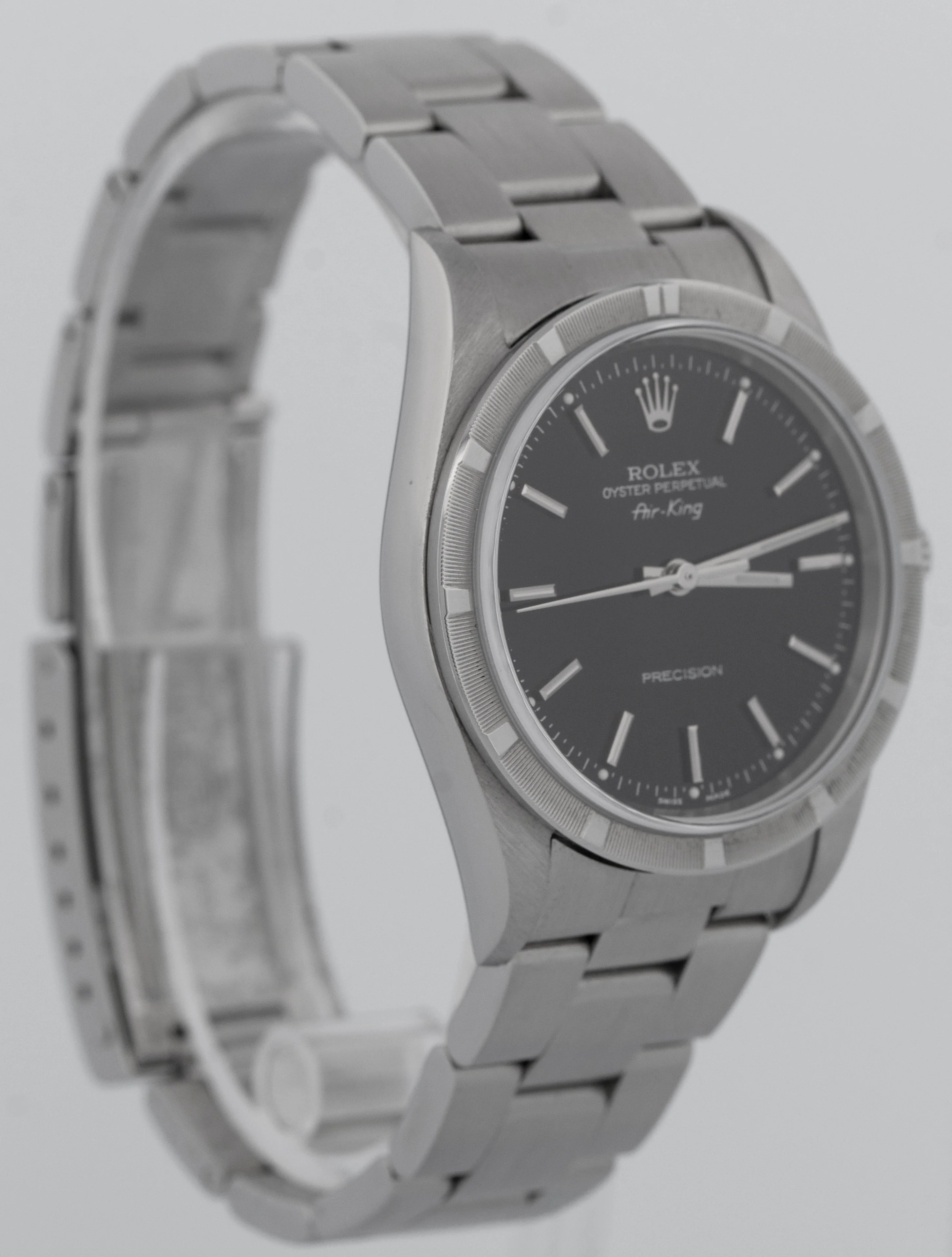 Rolex Oyster Perpetual Air-King Black Stainless Steel NO-HOLES 34mm Watch 14010M - Image 4