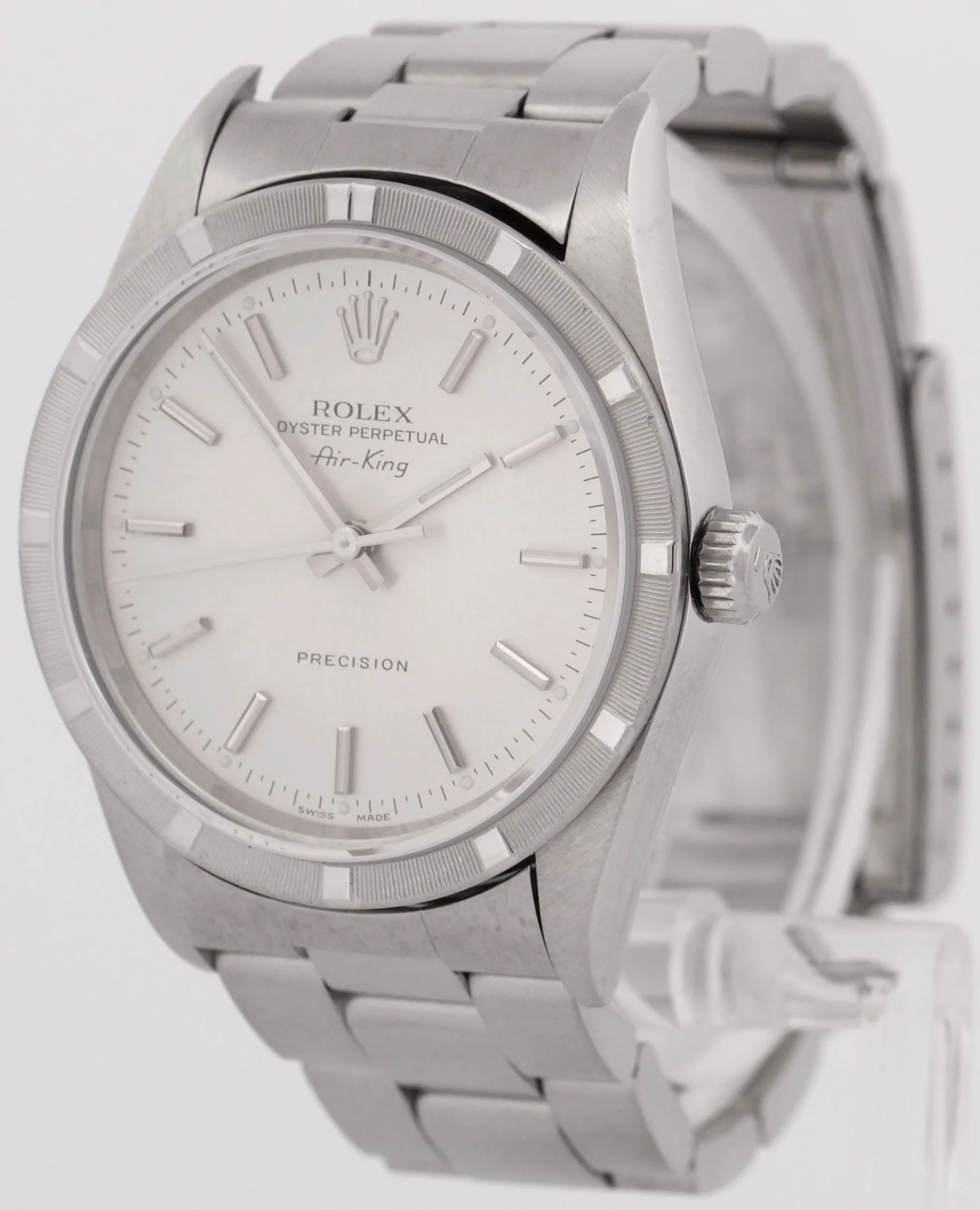 Rolex Oyster Perpetual Air-King SILVER Stainless Steel NO-HOLES 34mm Watch 14010 - Image 3