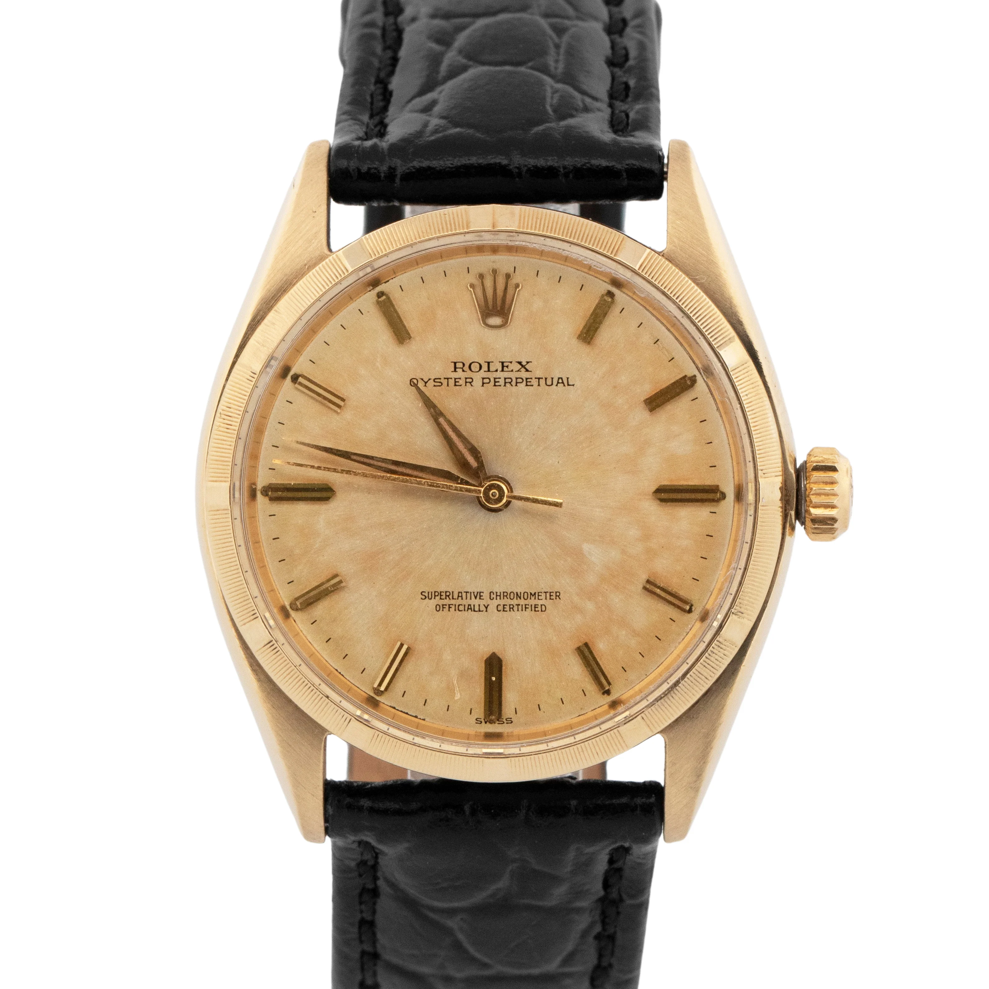 Rolex Oyster Perpetual Champagne 14K Yellow Gold Automatic 34mm Watch 1003