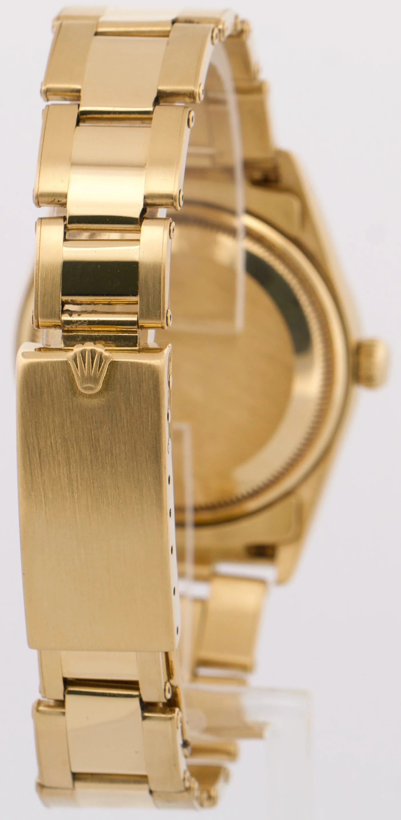 Rolex Oyster Perpetual Date 34mm SILVER 18K Yellow Gold FLUTED Watch 15238 - Image 5