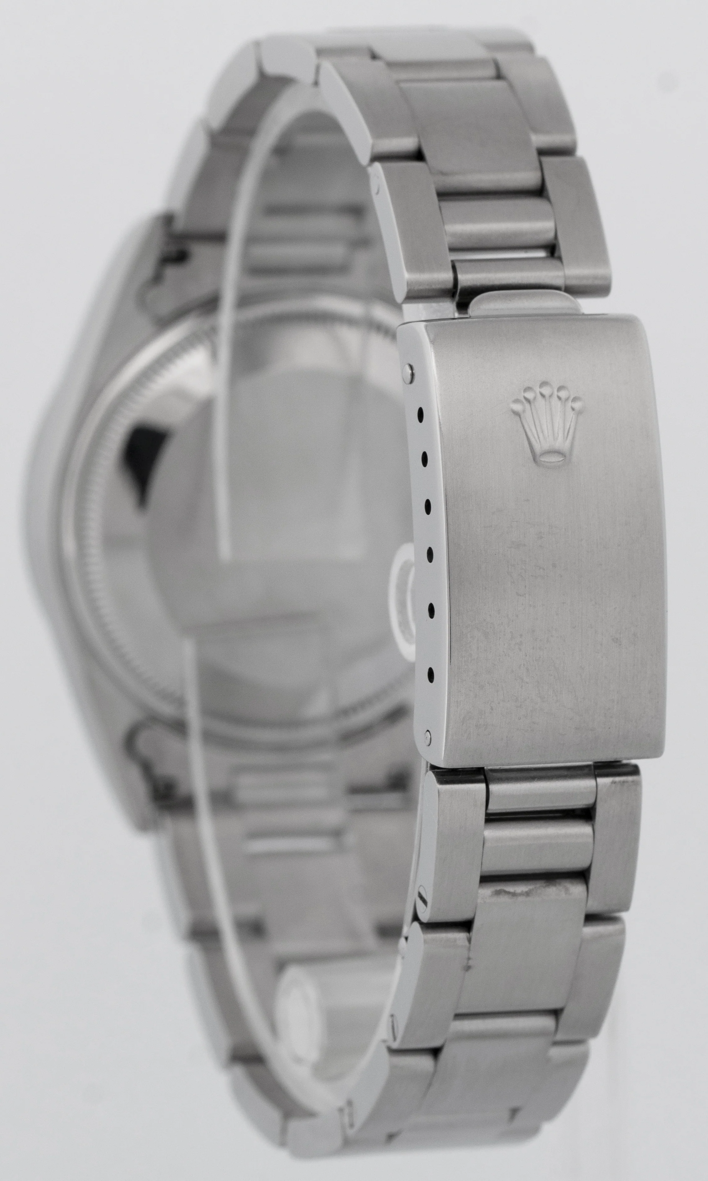 Rolex Oyster Perpetual Date Silver 34mm Oyster Steel NO-HOLES Watch 15200 - Image 5