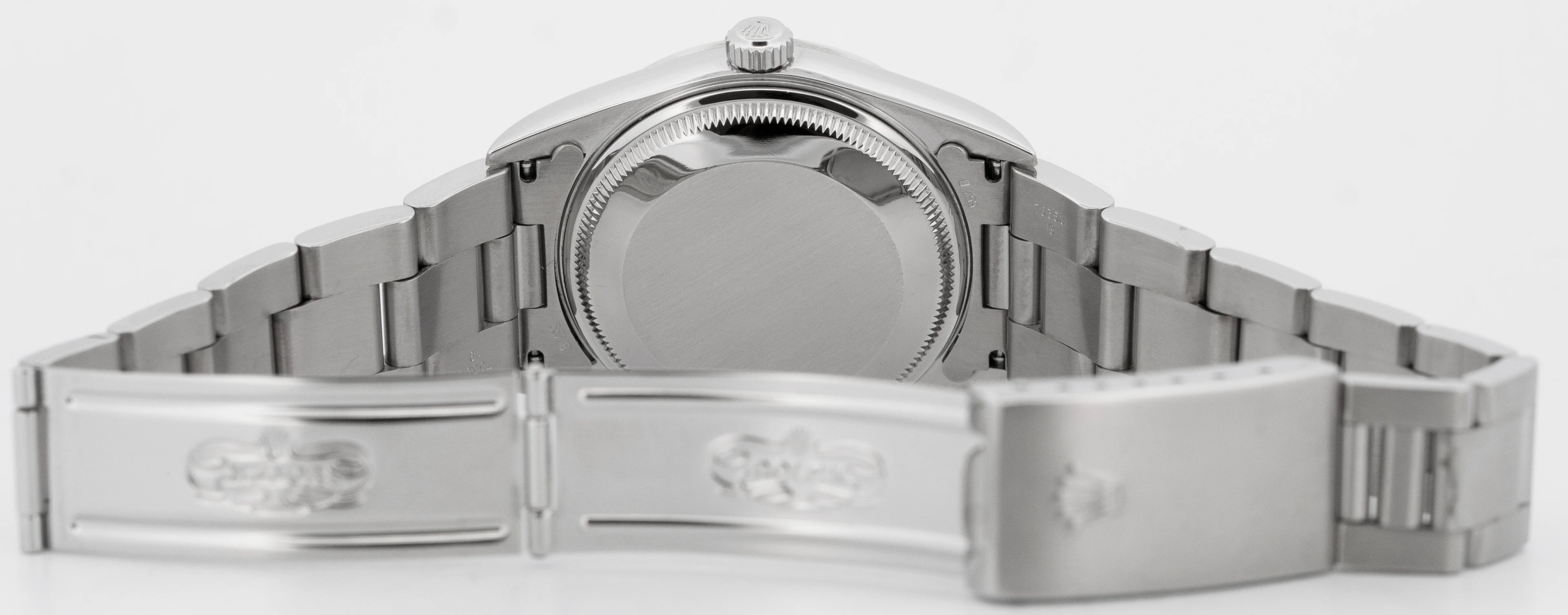 Rolex Oyster Perpetual Date Silver 34mm Oyster Steel NO-HOLES Watch 15200 - Image 8
