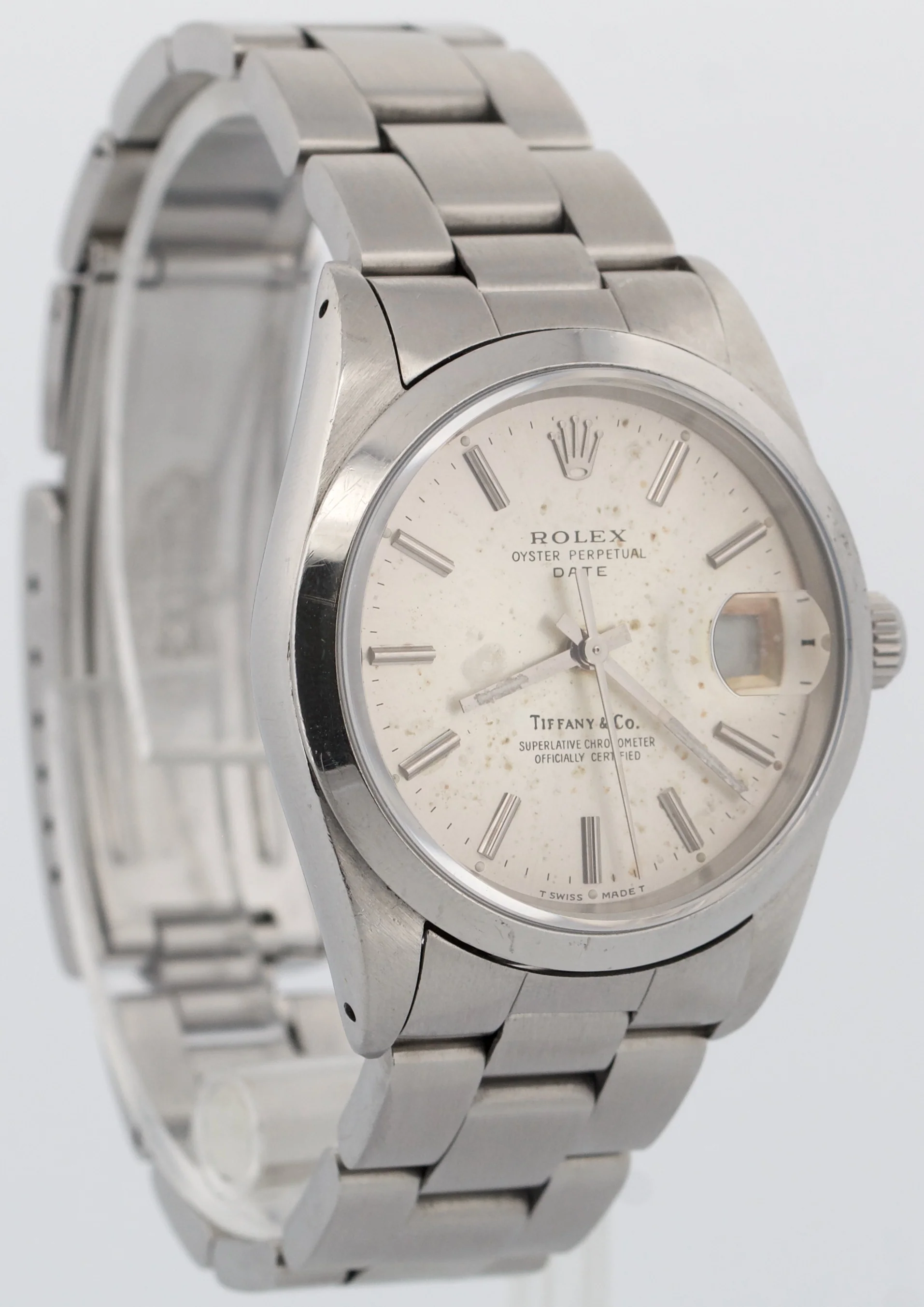 Rolex Oyster Perpetual Date SILVER TIFFANY DIAL 34mm Oyster Stainless 15200 - Image 4