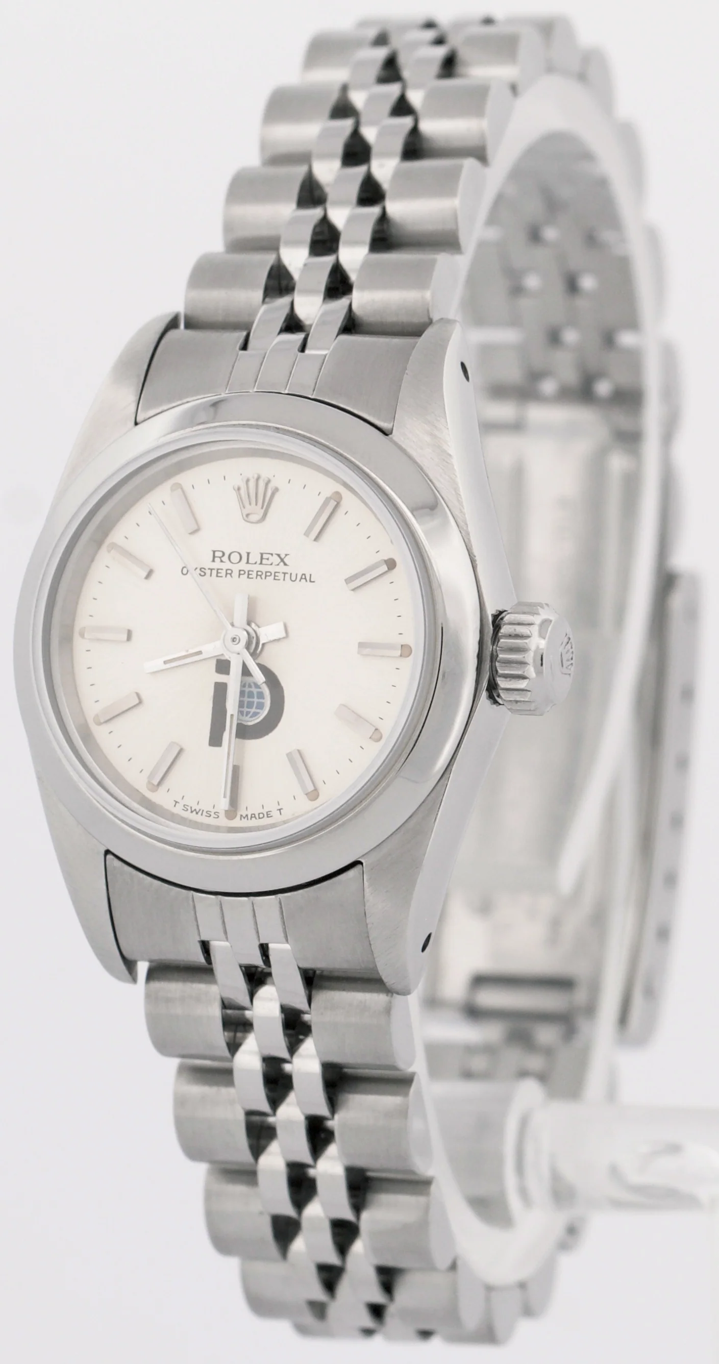 Rolex Oyster Perpetual Silver POOL INTAIRDRIL Steel Jubilee 24mm Watch 67180 BOX - Image 3