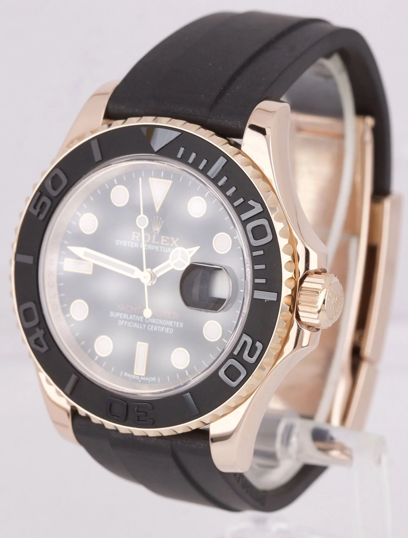Rolex PAPERS Yacht-Master 18K EVEROSE GOLD Oysterflex 40mm Watch 116655 B+P - Image 3