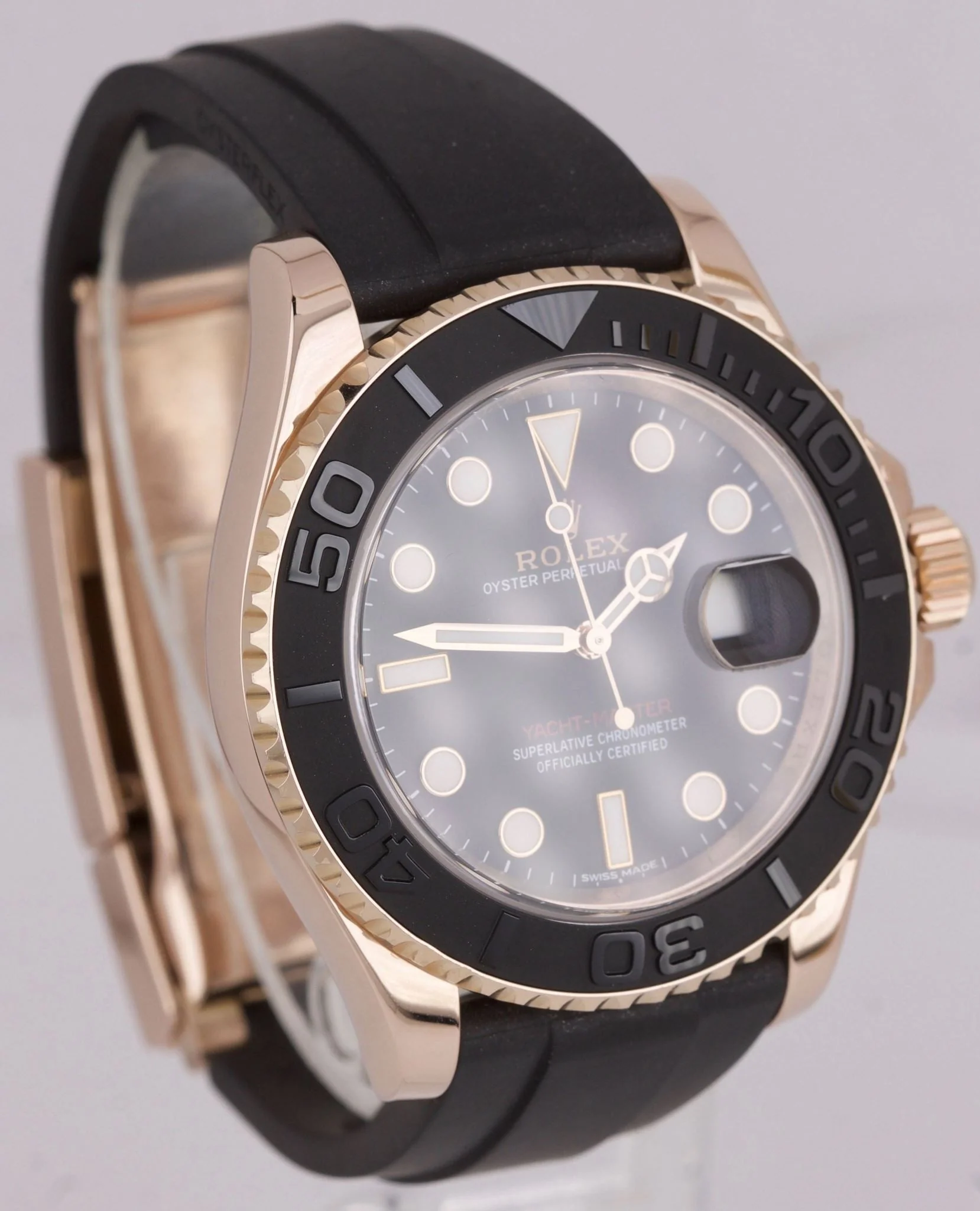 Rolex PAPERS Yacht-Master 18K EVEROSE GOLD Oysterflex 40mm Watch 116655 B+P - Image 4