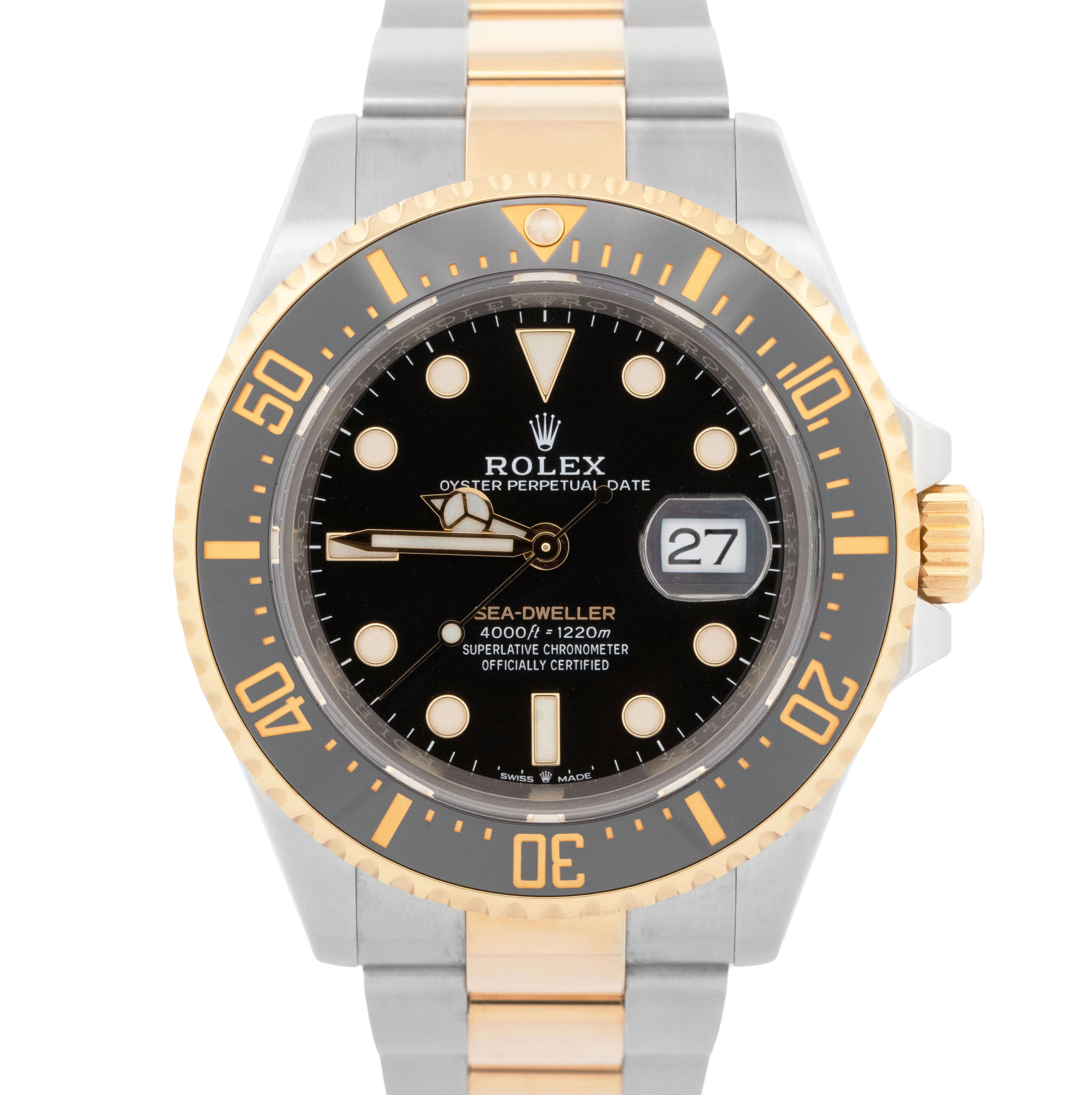 Rolex Sea-Dweller 43mm Two-Tone 43mm 18K Yellow Gold Steel Black 126603 Watch