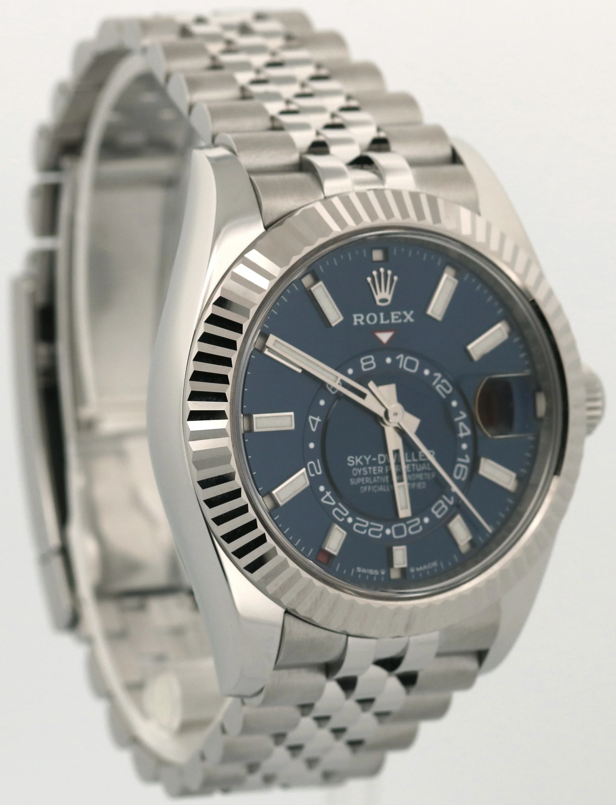 Rolex Sky-Dweller BLUE Stainless Steel 18K White Gold 42mm JUBILEE 336934 BOX - Image 4