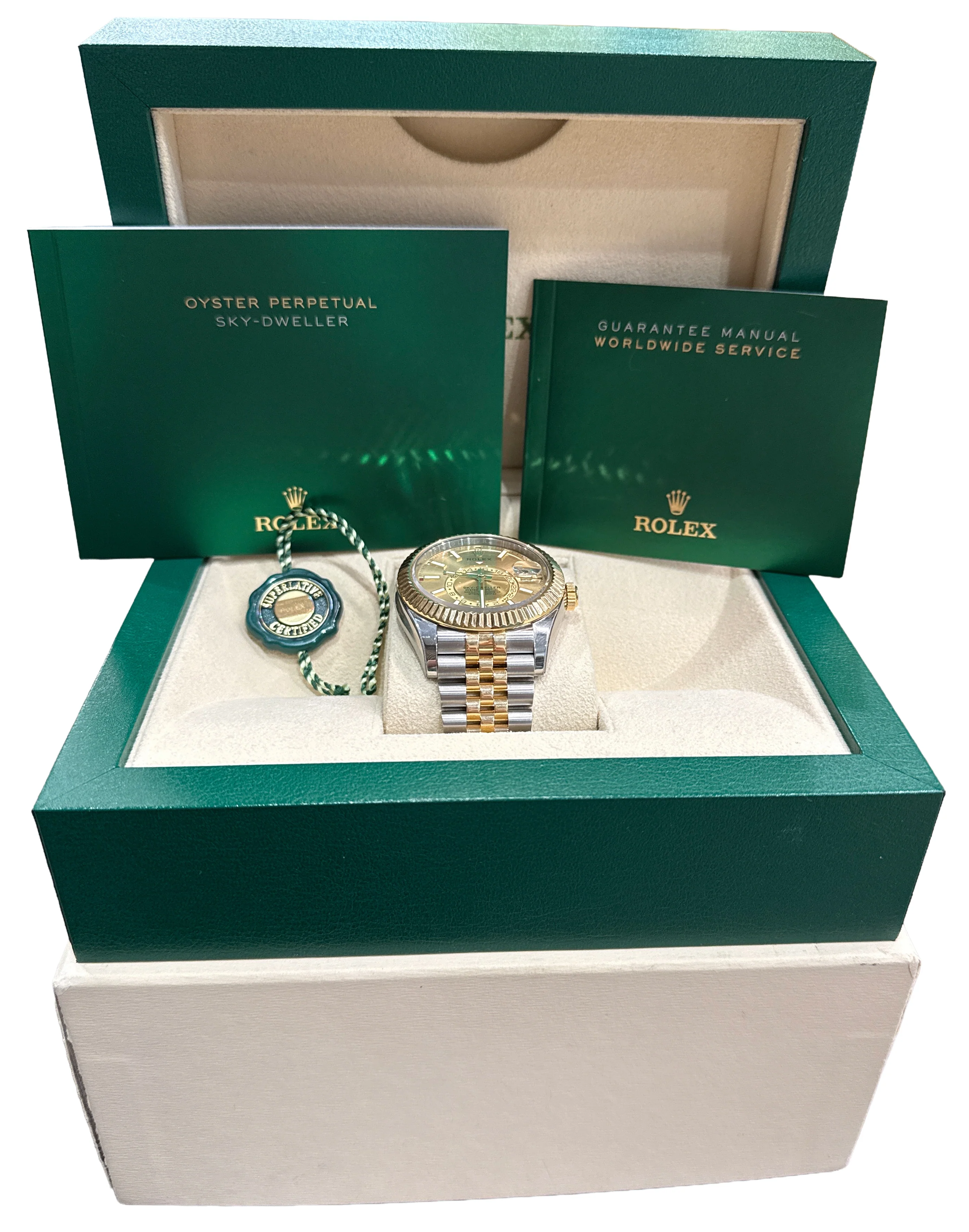 Rolex Sky-Dweller CHAMPAGNE Two-Tone 18K Yellow Gold JUBILEE 42mm 326933 BOX - Image 2