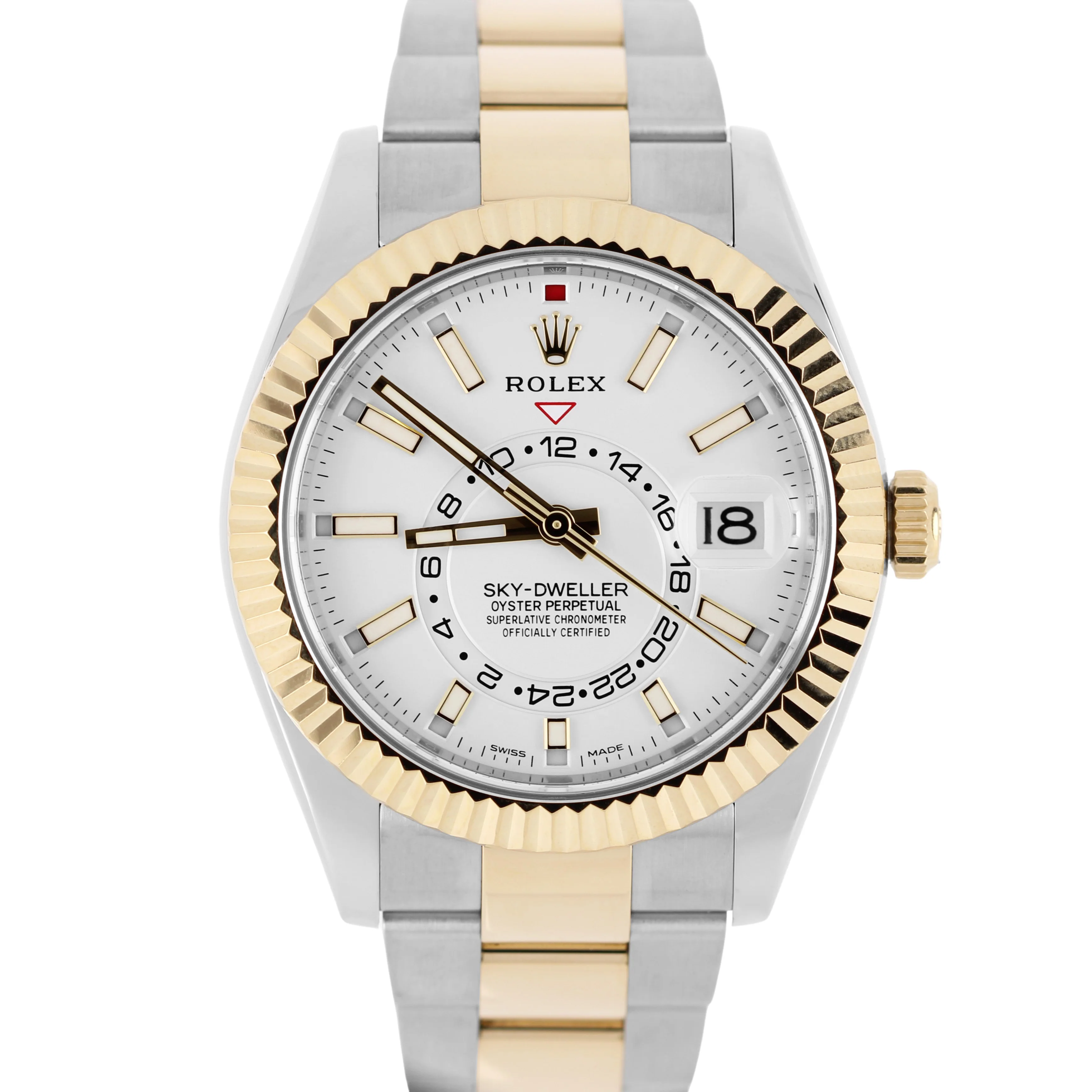 Rolex Sky-Dweller Two-Tone 18K Gold Steel White 42mm Oyster 326933 Watch