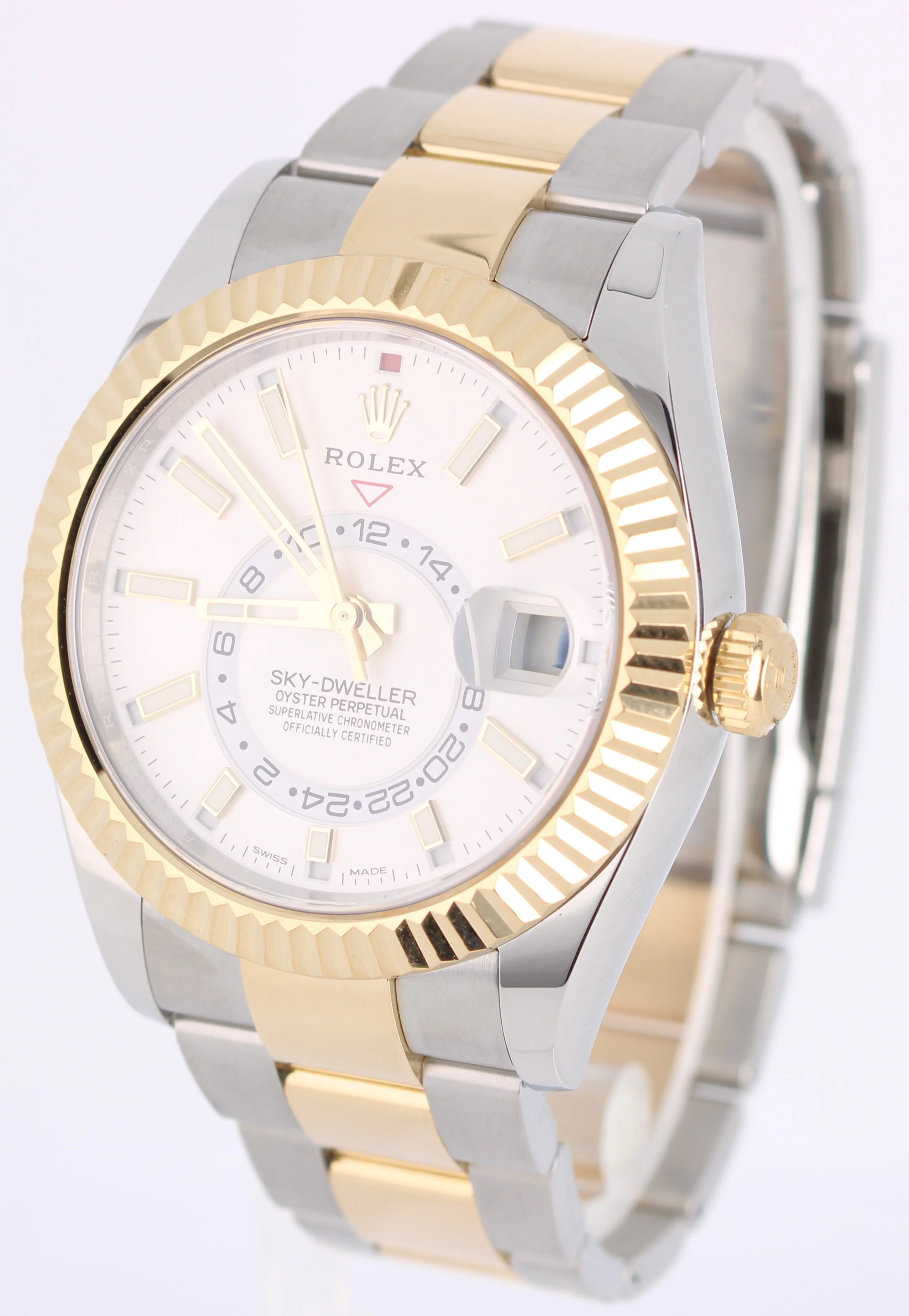 Rolex Sky-Dweller Two-Tone 18K Gold Steel White 42mm Oyster 326933 Watch - Image 3