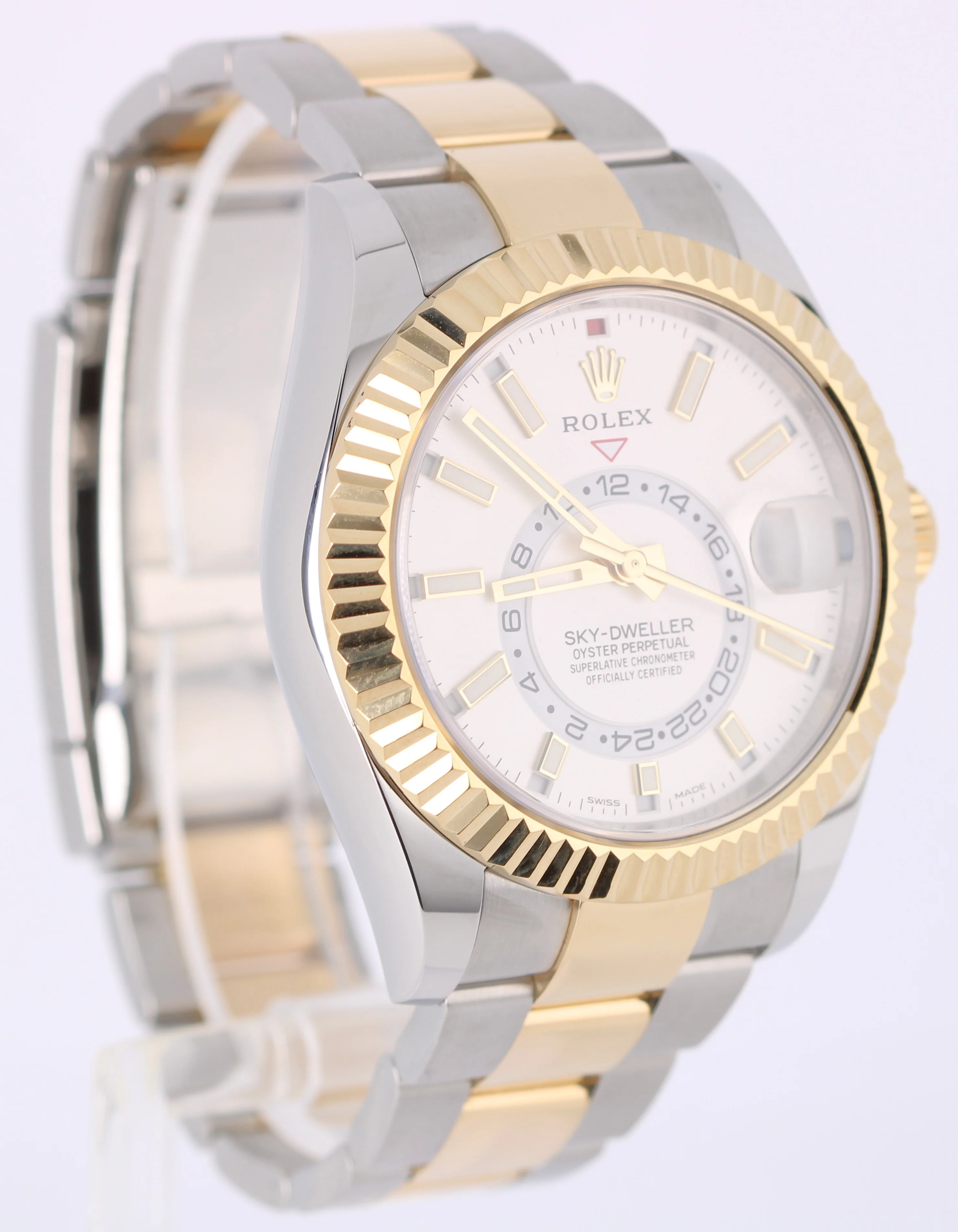 Rolex Sky-Dweller Two-Tone 18K Gold Steel White 42mm Oyster 326933 Watch - Image 4