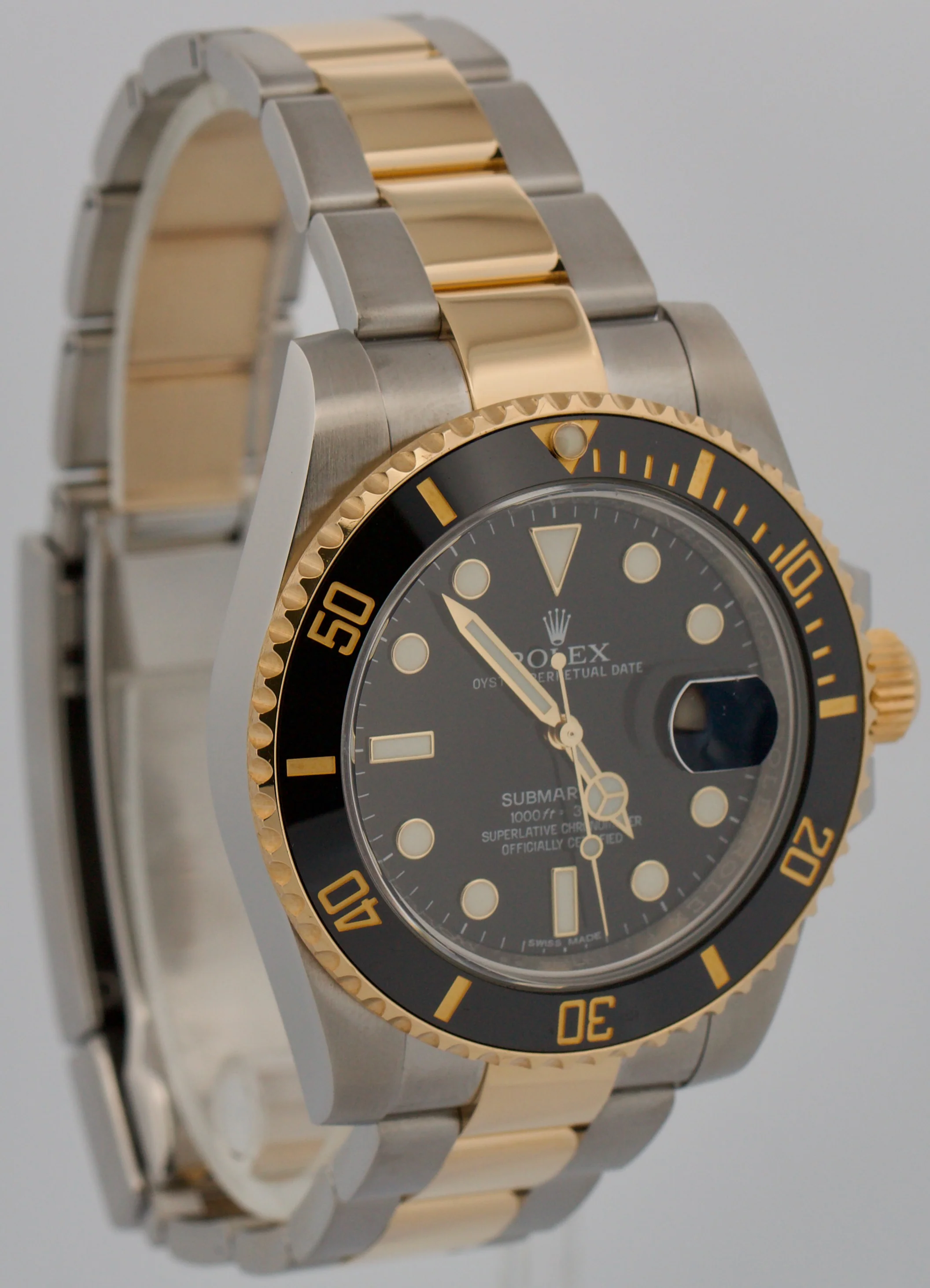 Rolex Submariner Date 18K Yellow Gold Steel BLACK Ceramic 40mm 116613 LN Watch - Image 4