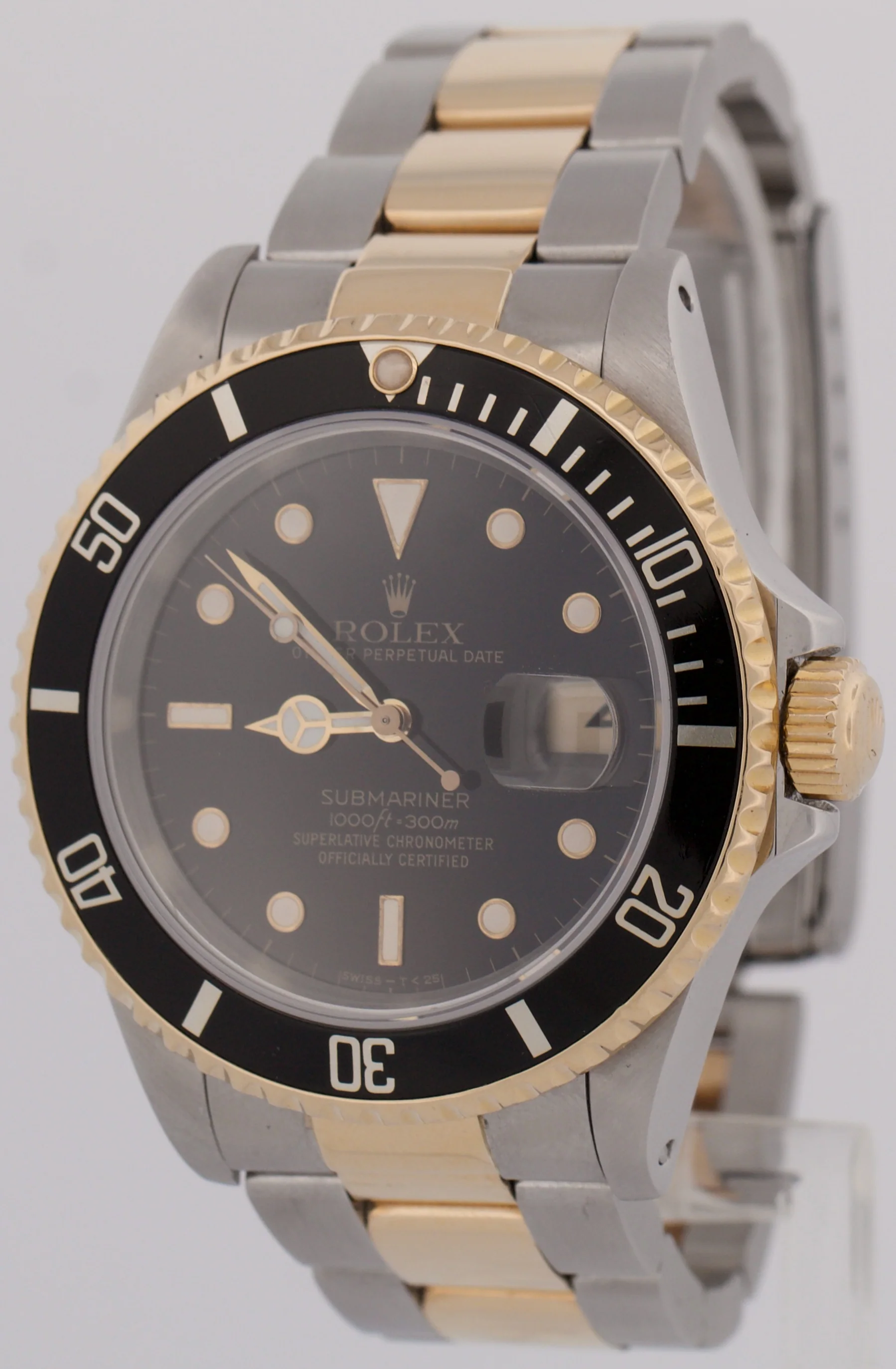 Rolex Submariner Date 40mm BLACK 18K Yellow Gold Stainless Steel 16613 Watch - Image 3