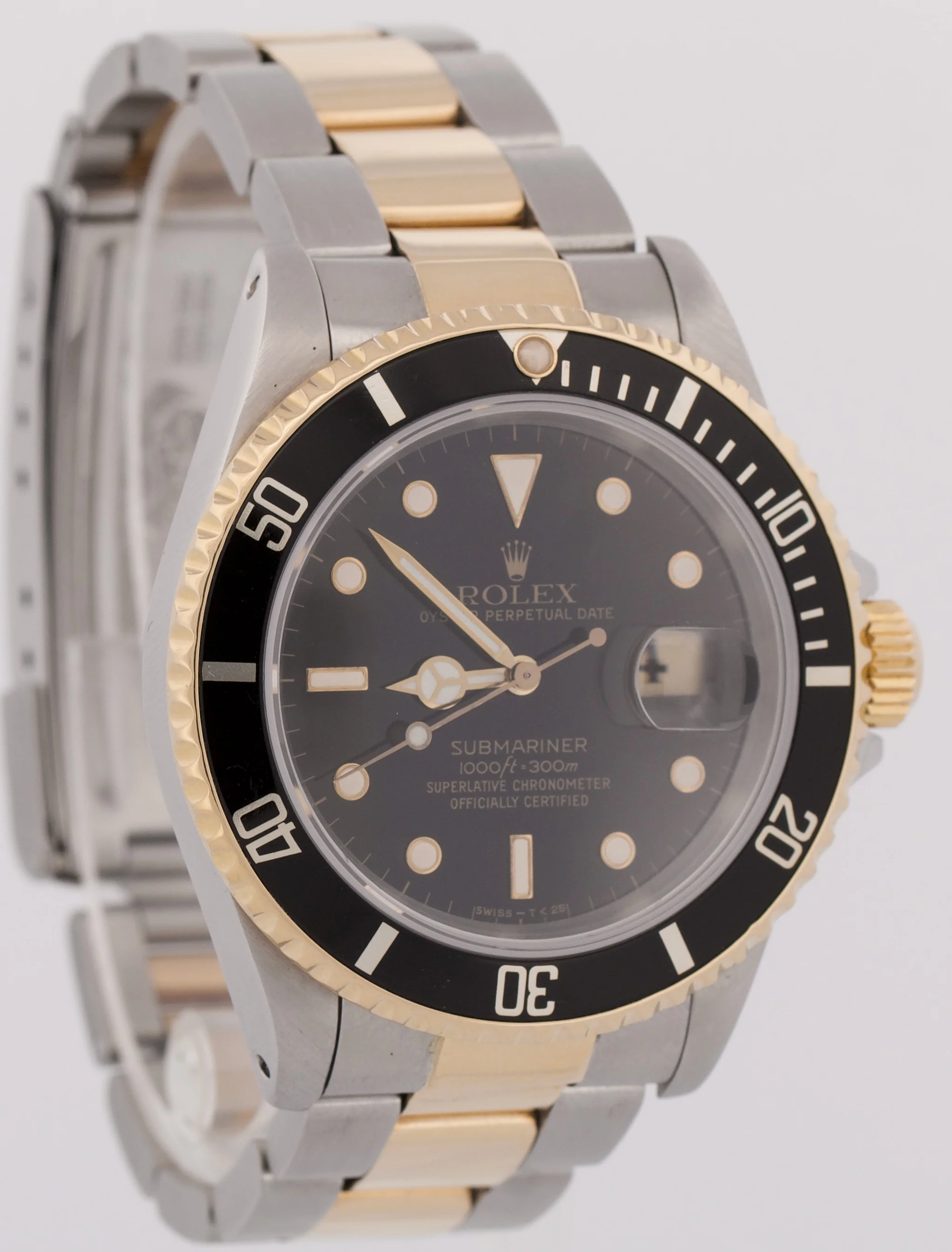 Rolex Submariner Date 40mm BLACK 18K Yellow Gold Stainless Steel 16613 Watch - Image 4