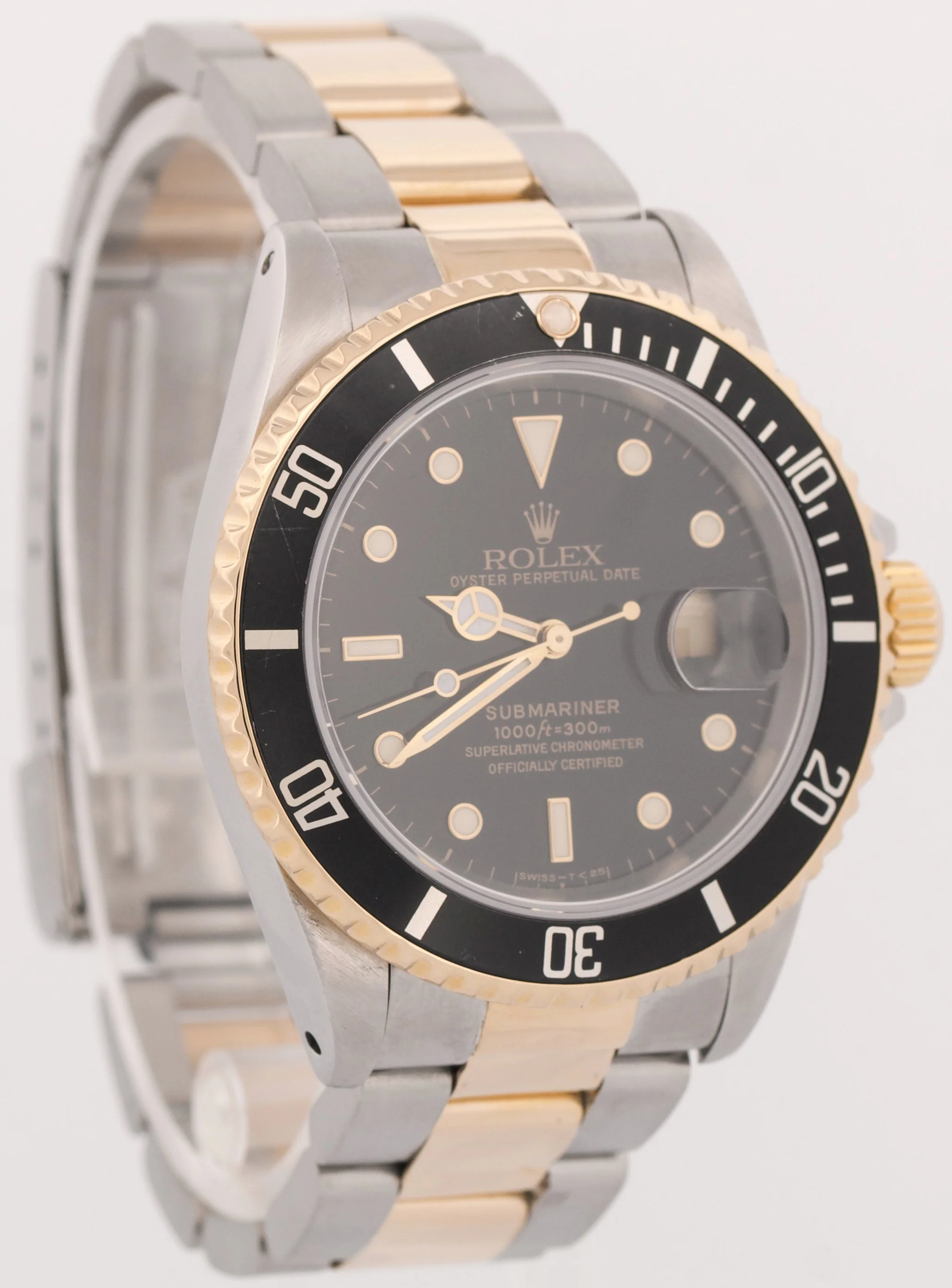 Rolex Submariner Date 40mm BLACK 18K Yellow Gold Stainless Steel 16613 Watch - Image 3