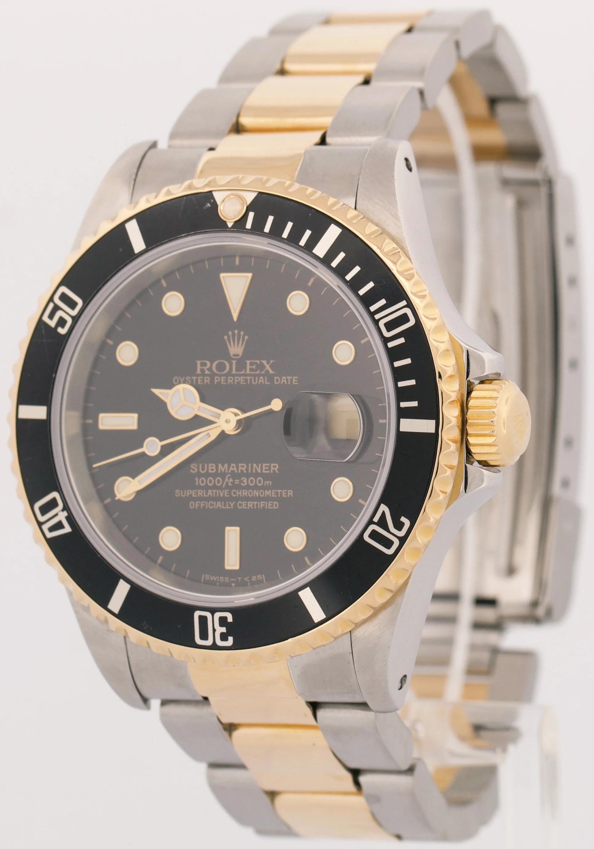Rolex Submariner Date 40mm BLACK 18K Yellow Gold Stainless Steel 16613 Watch - Image 4