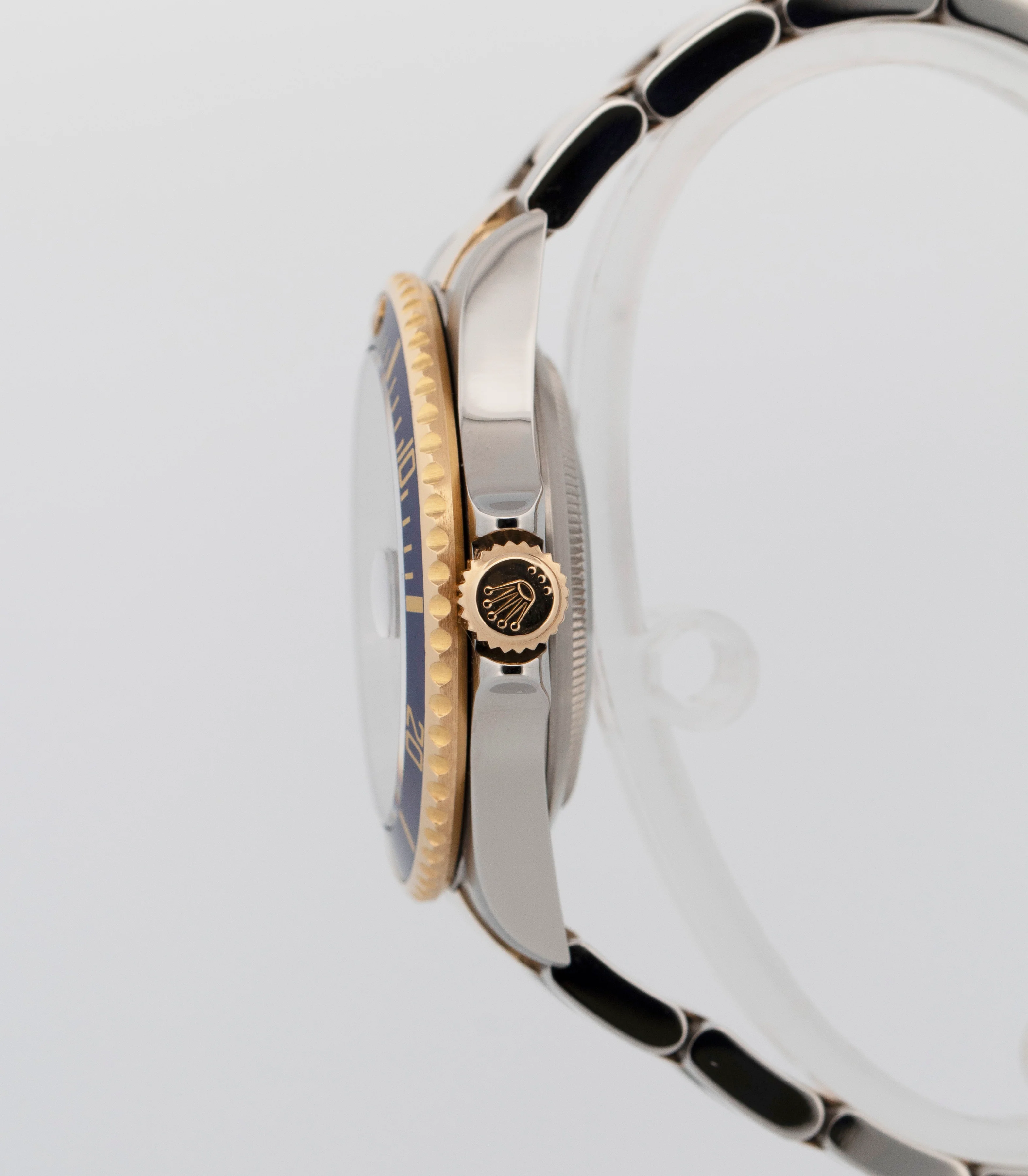 Rolex Submariner Date 40mm BLUE 18K Gold REHAUT No-Holes Steel 16613 Watch - Image 3