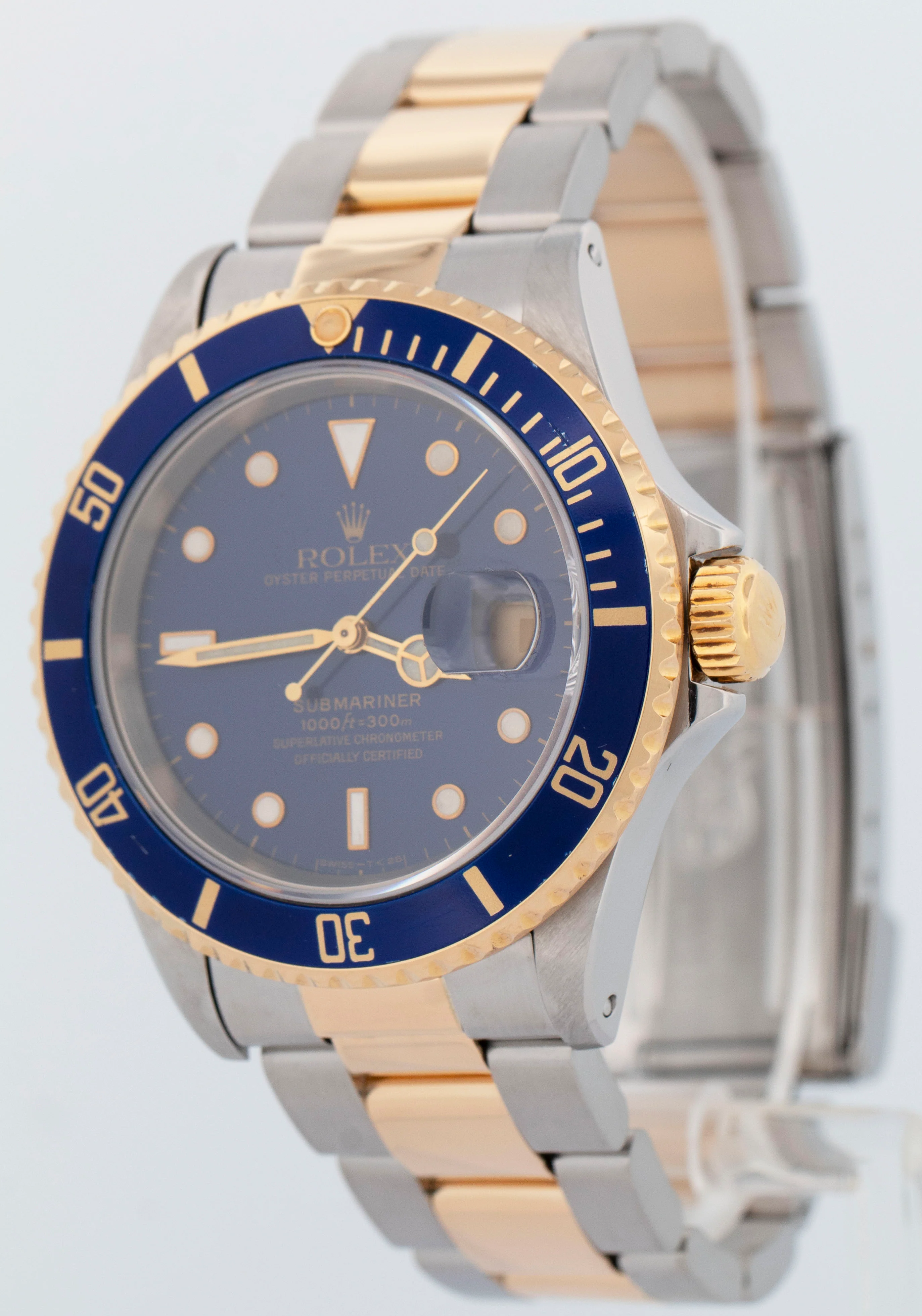 Rolex Submariner Date 40mm BLUE 18K Yellow Gold Stainless Steel 16613 Watch - Image 4
