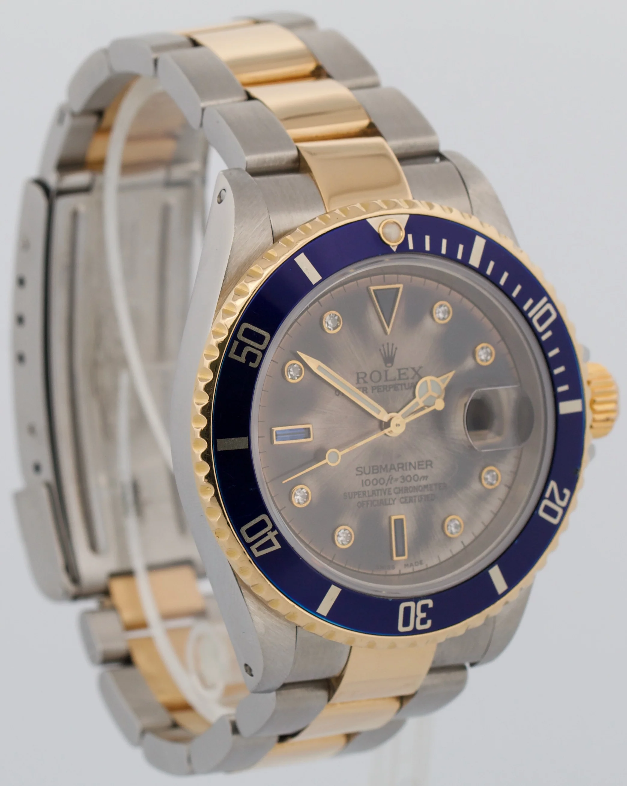 Rolex Submariner Date 40mm Patina FACTORY RHODIUM SERTI Diamond 18K Steel 16613 - Image 4