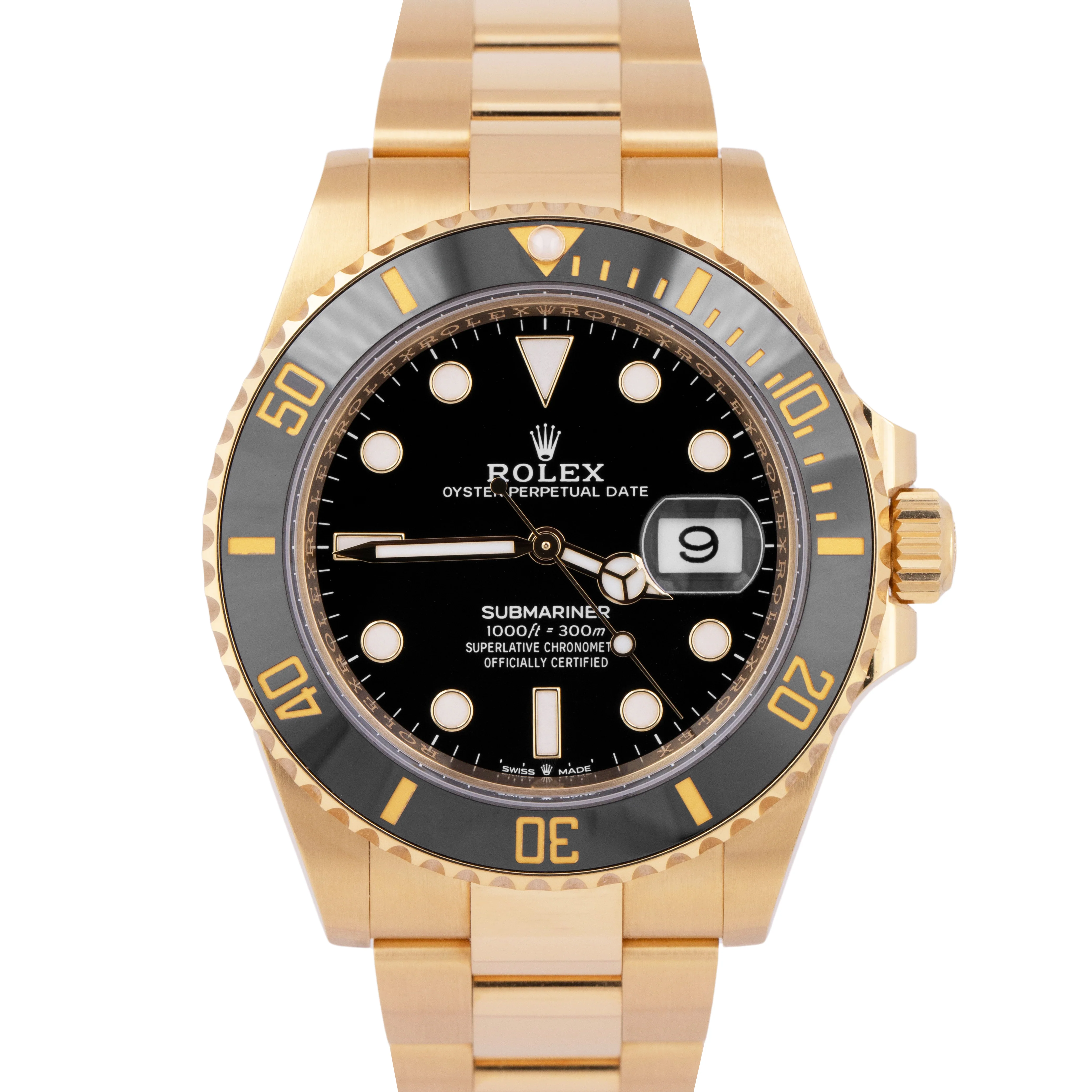 Rolex Submariner Date 41mm BLACK 18K Yellow Gold Ceramic Watch 126618 LN BOX
