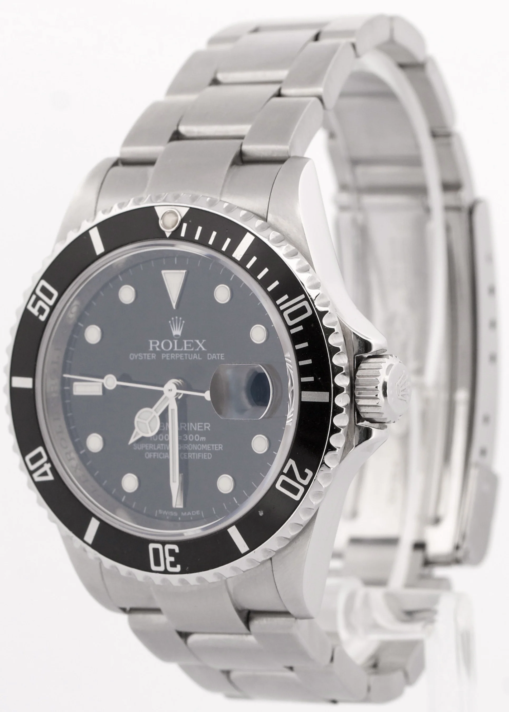 Rolex Submariner Date Black REHAUT Stainless Steel NO-HOLES 40mm Watch 16610 - Image 3