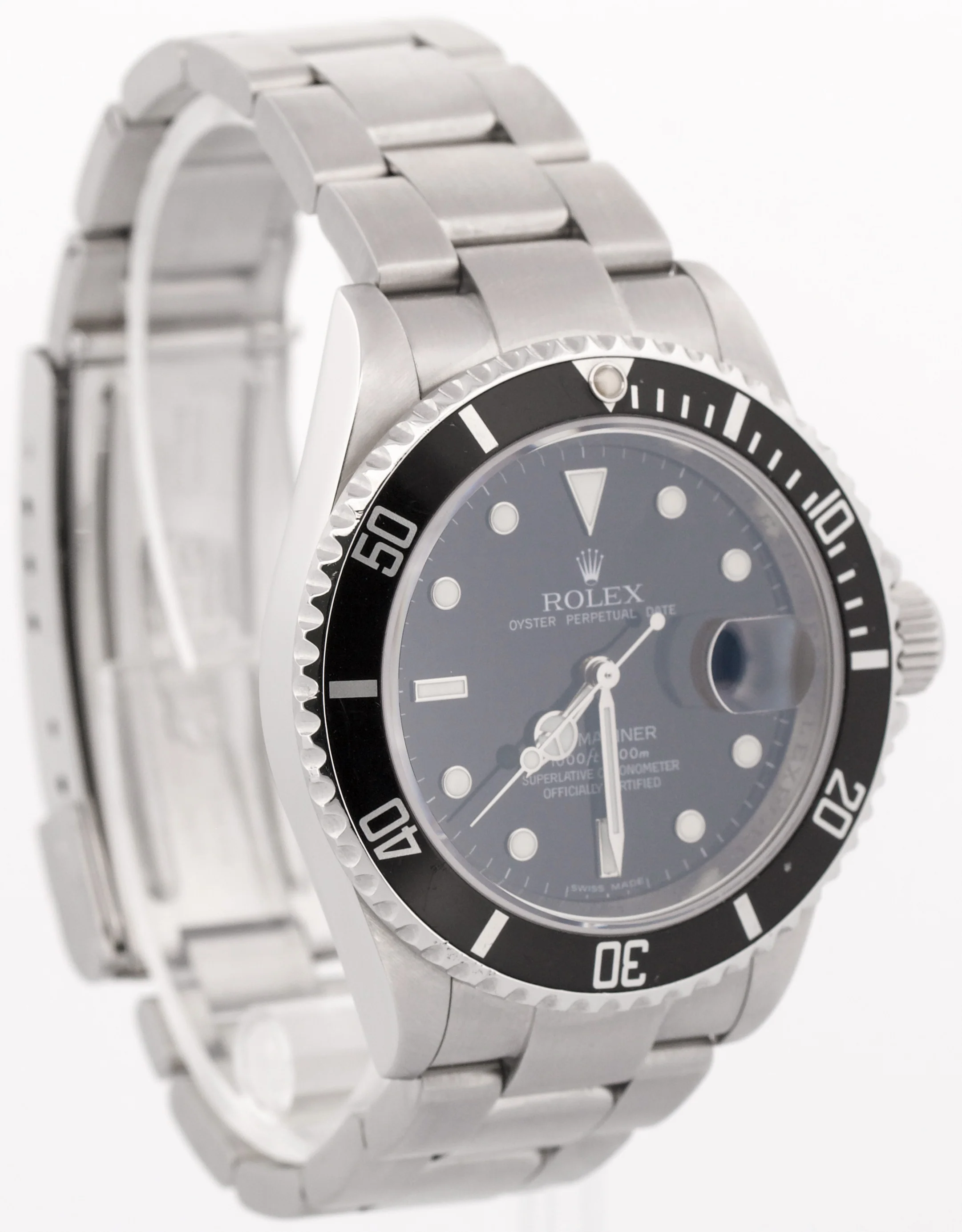Rolex Submariner Date Black REHAUT Stainless Steel NO-HOLES 40mm Watch 16610 - Image 4
