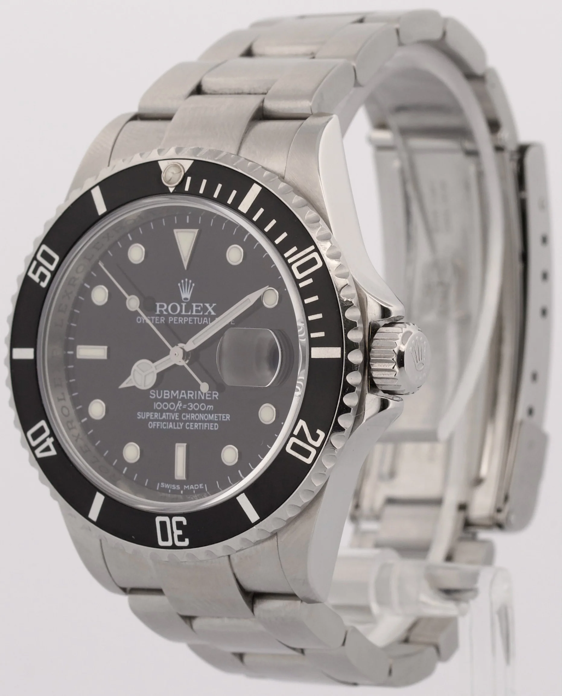 Rolex Submariner Date BLACK Stainless Steel No-Holes 40mm REHAUT Watch 16610 - Image 3