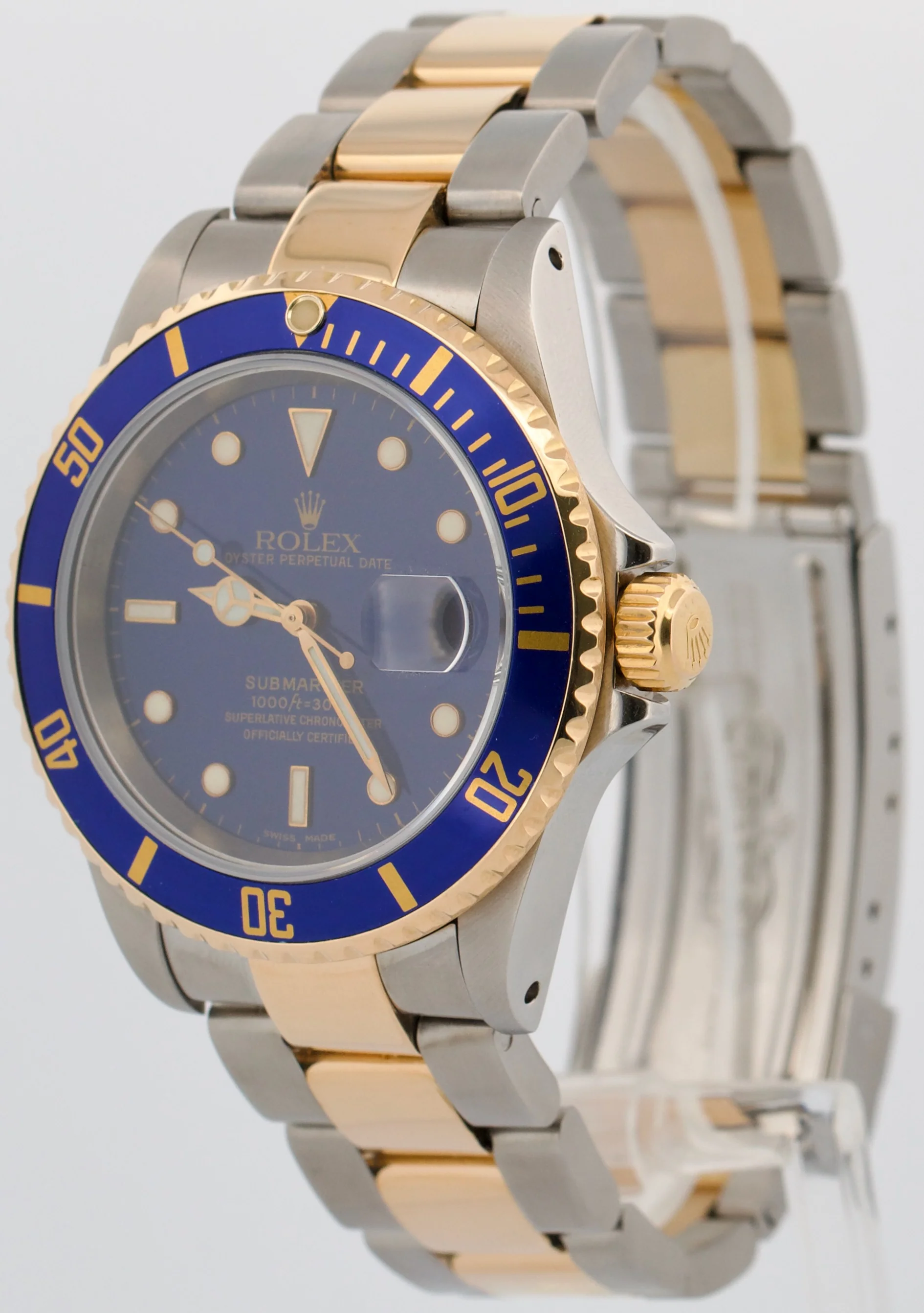 Rolex Submariner Date BLUE 40mm 18K GOLD BUCKLE Stainless Steel 16613 Watch - Image 3