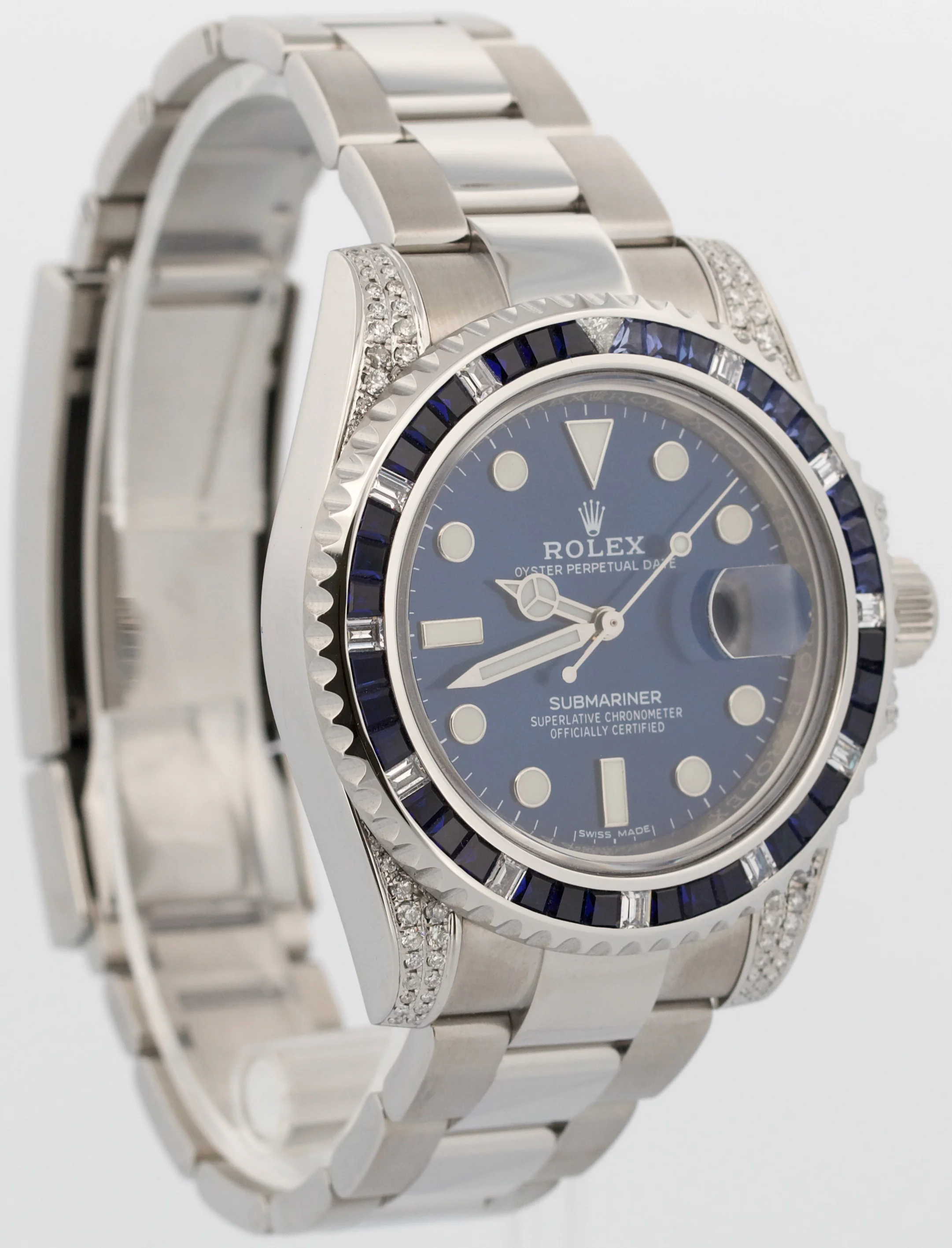 Rolex Submariner Date BLUE DIAMOND SAPPHIRE Stainless Steel 40mm Watch 116610 - Image 4