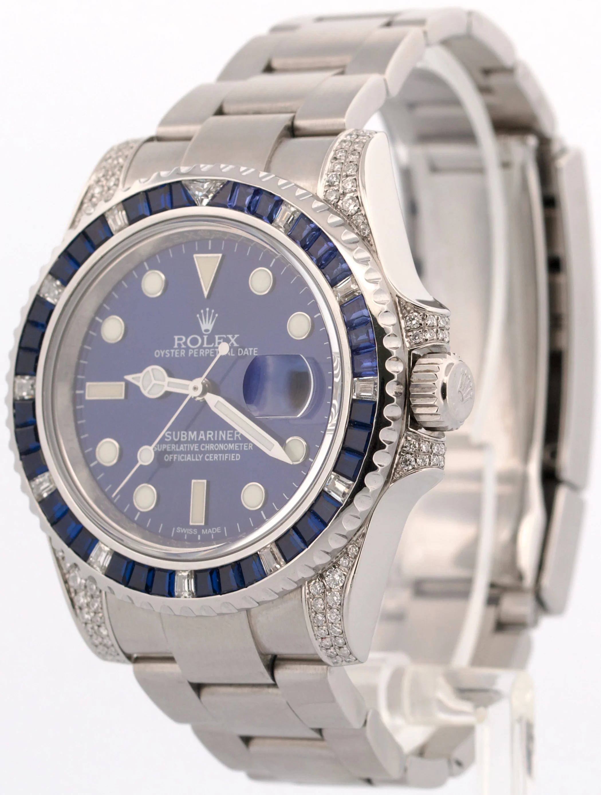 Rolex Submariner Date BLUE DIAMOND SAPPHIRE Stainless Steel 40mm Watch 116610 - Image 3