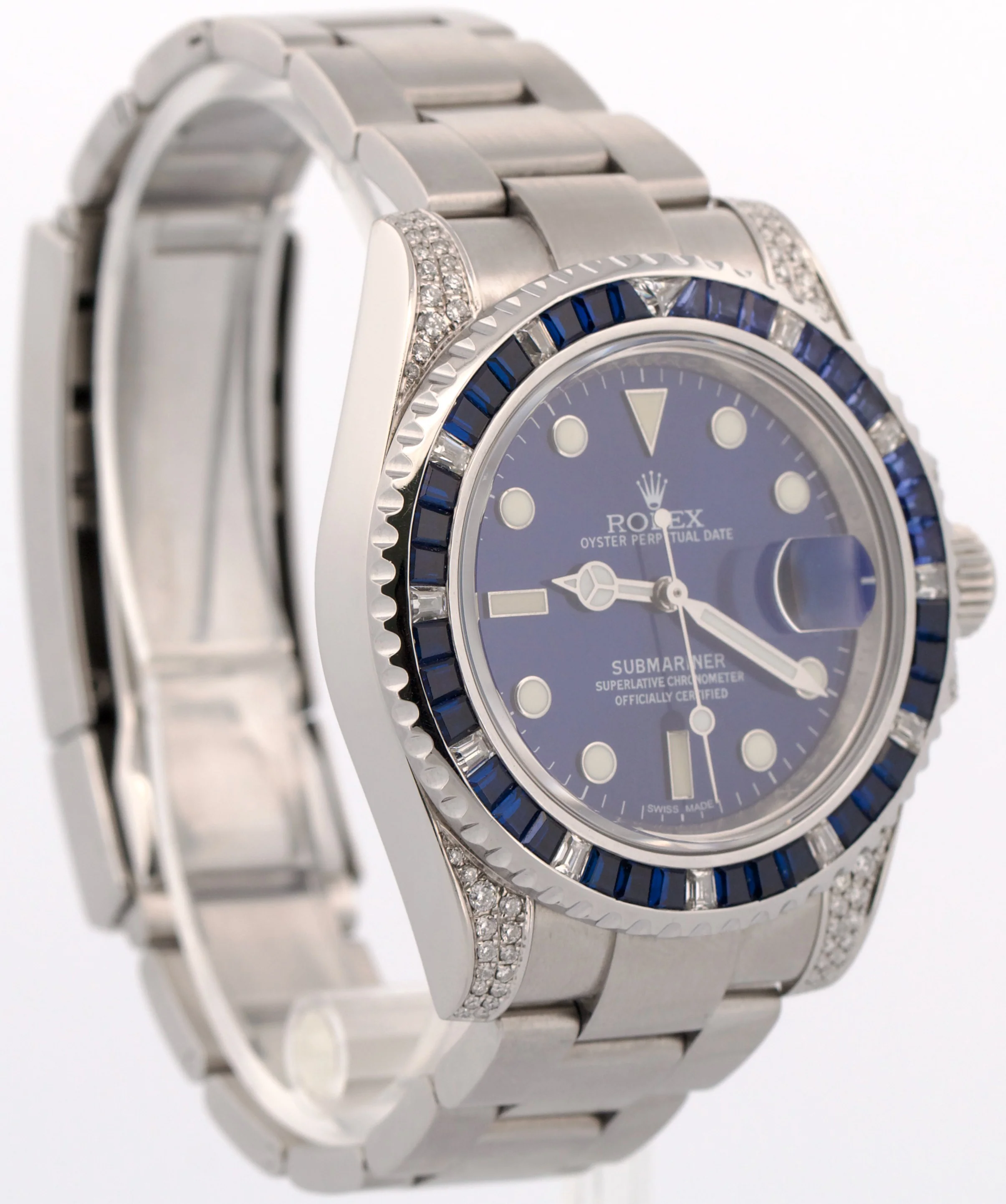 Rolex Submariner Date BLUE DIAMOND SAPPHIRE Stainless Steel 40mm Watch 116610 - Image 4
