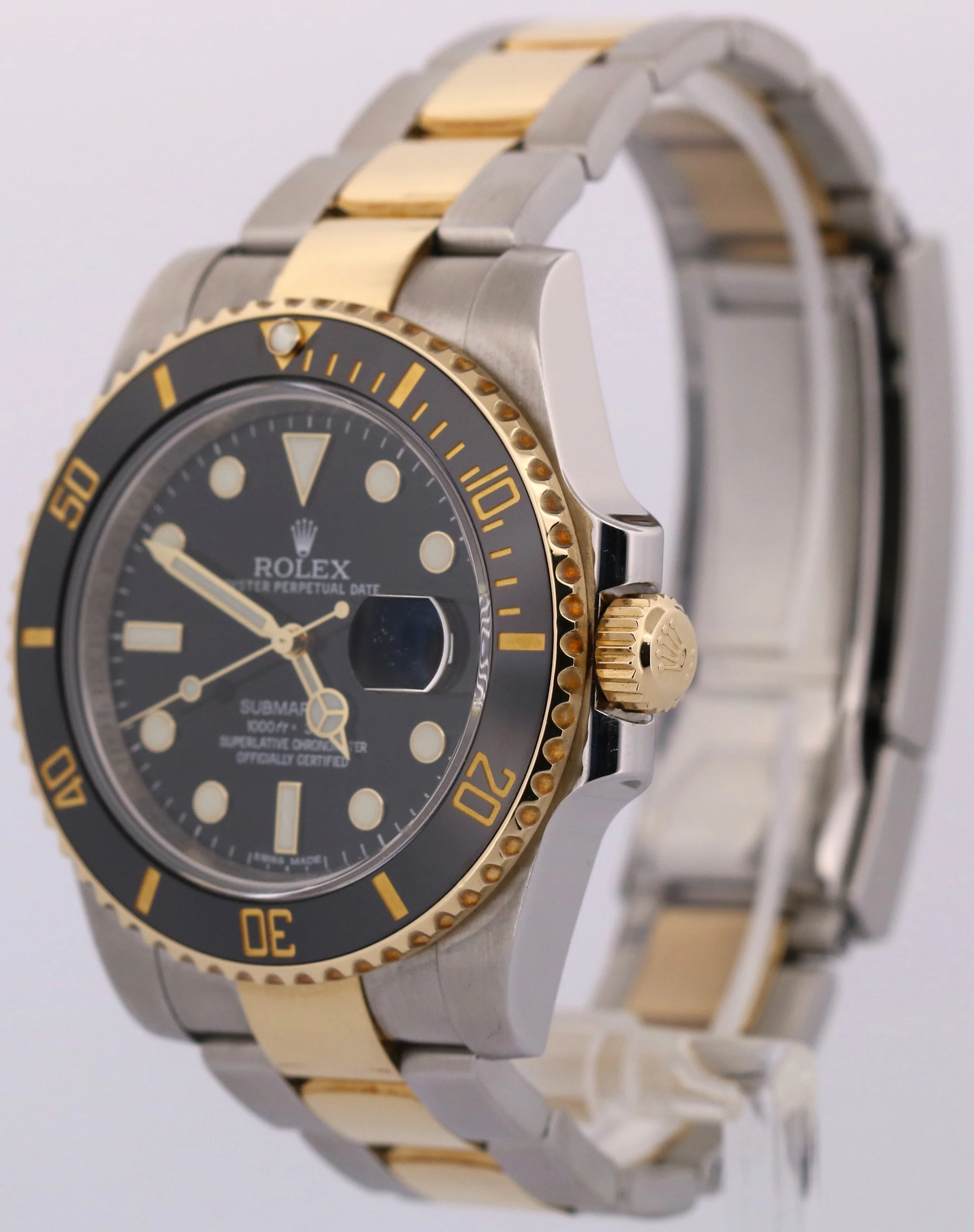 Rolex Submariner Date Ceramic BLACK 40mm 18K Yellow Gold Steel 116613 LN Watch - Image 3