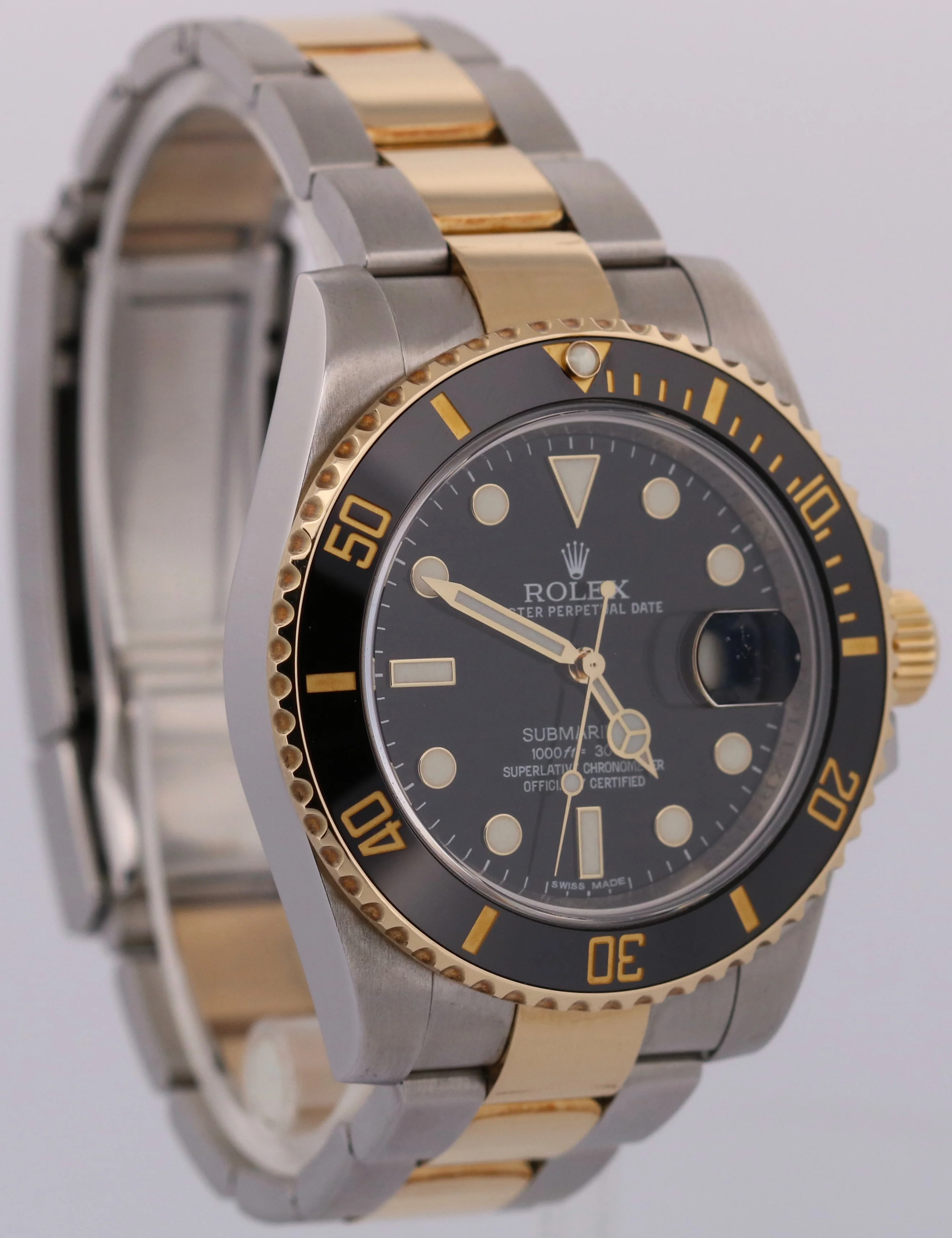Rolex Submariner Date Ceramic BLACK 40mm 18K Yellow Gold Steel 116613 LN Watch - Image 4