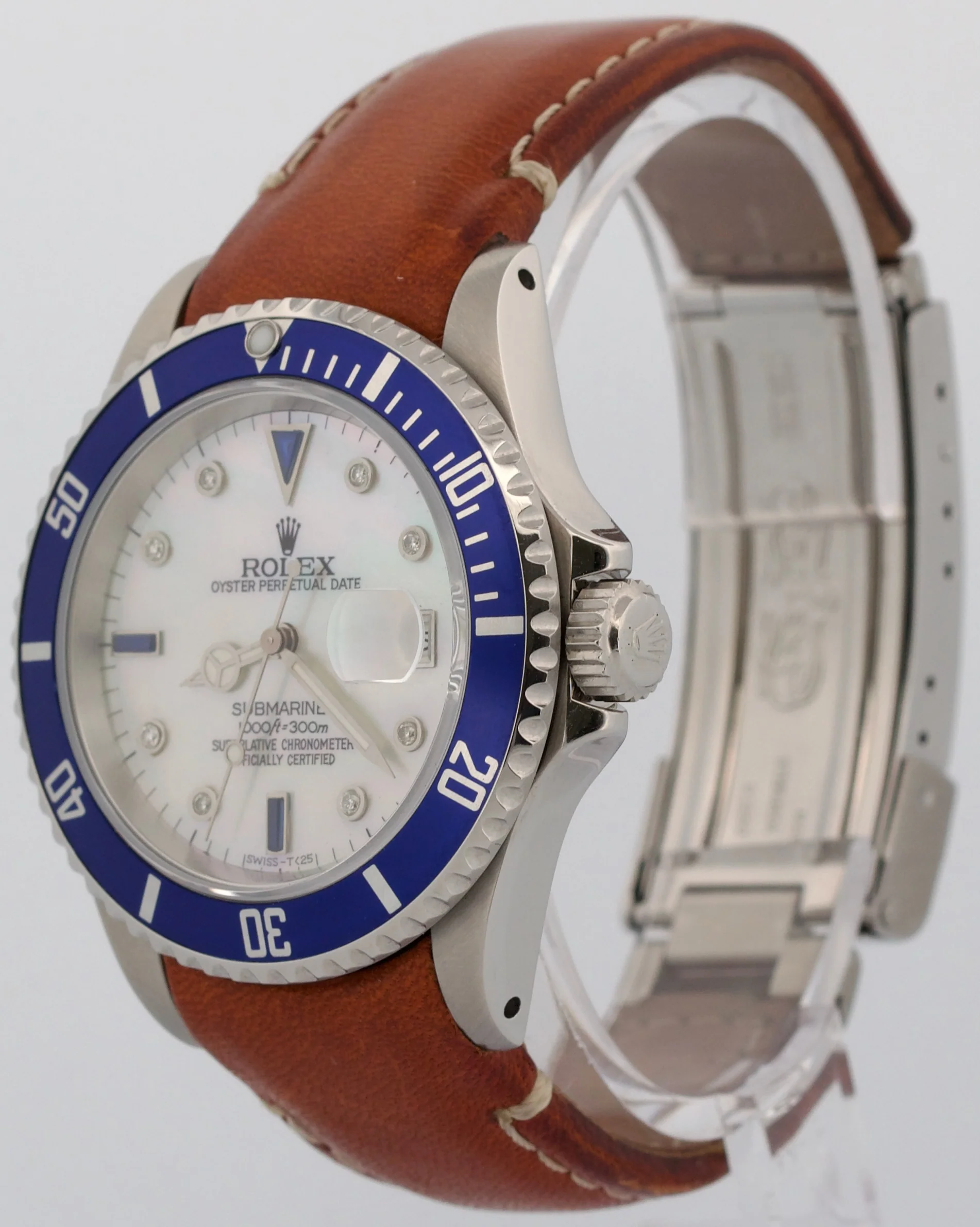 Rolex Submariner Date MOP DIAMOND Sapphire Blue Stainless Steel 40mm 16610 BOX - Image 3