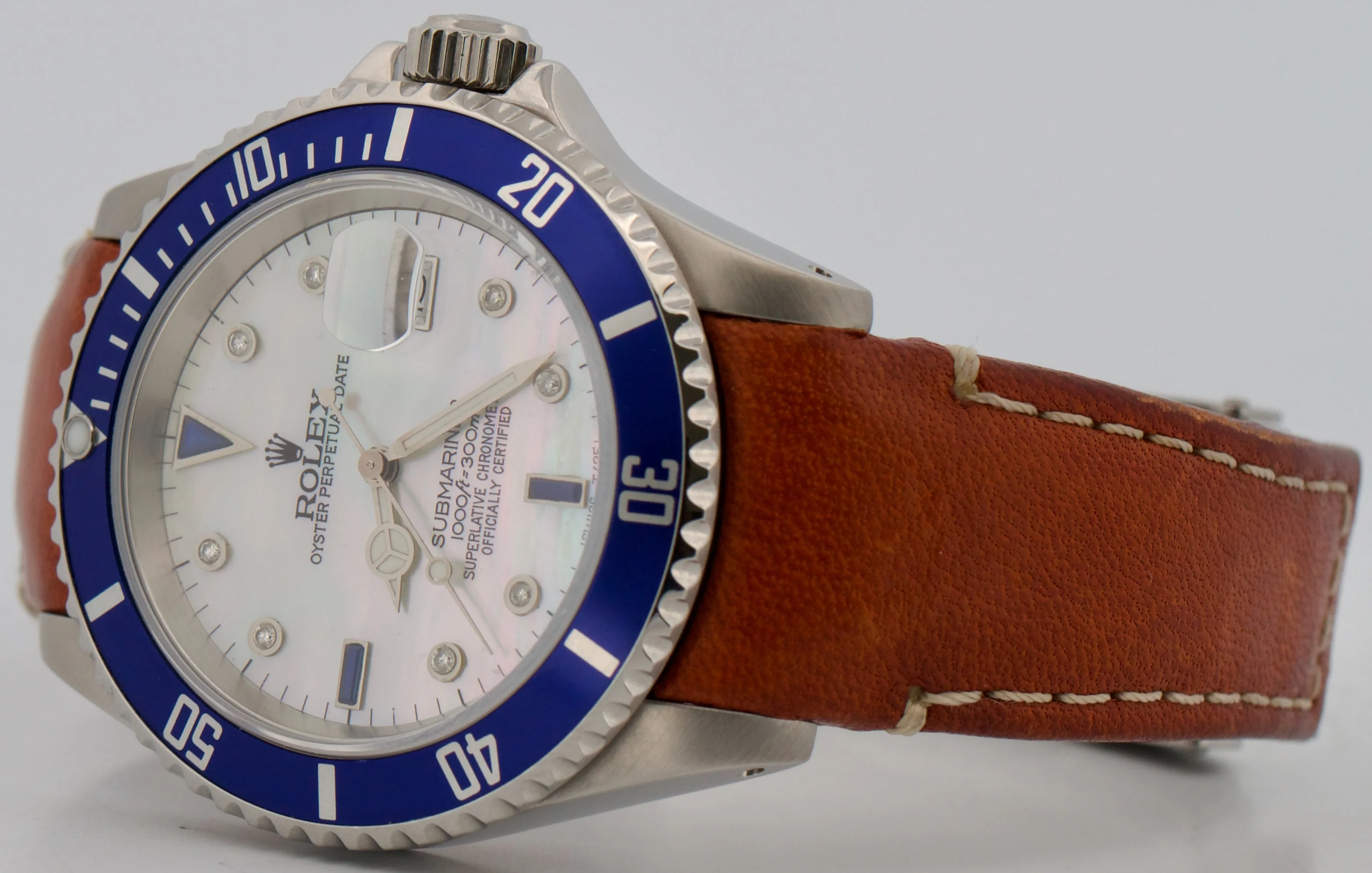 Rolex Submariner Date MOP DIAMOND Sapphire Blue Stainless Steel 40mm 16610 BOX - Image 9