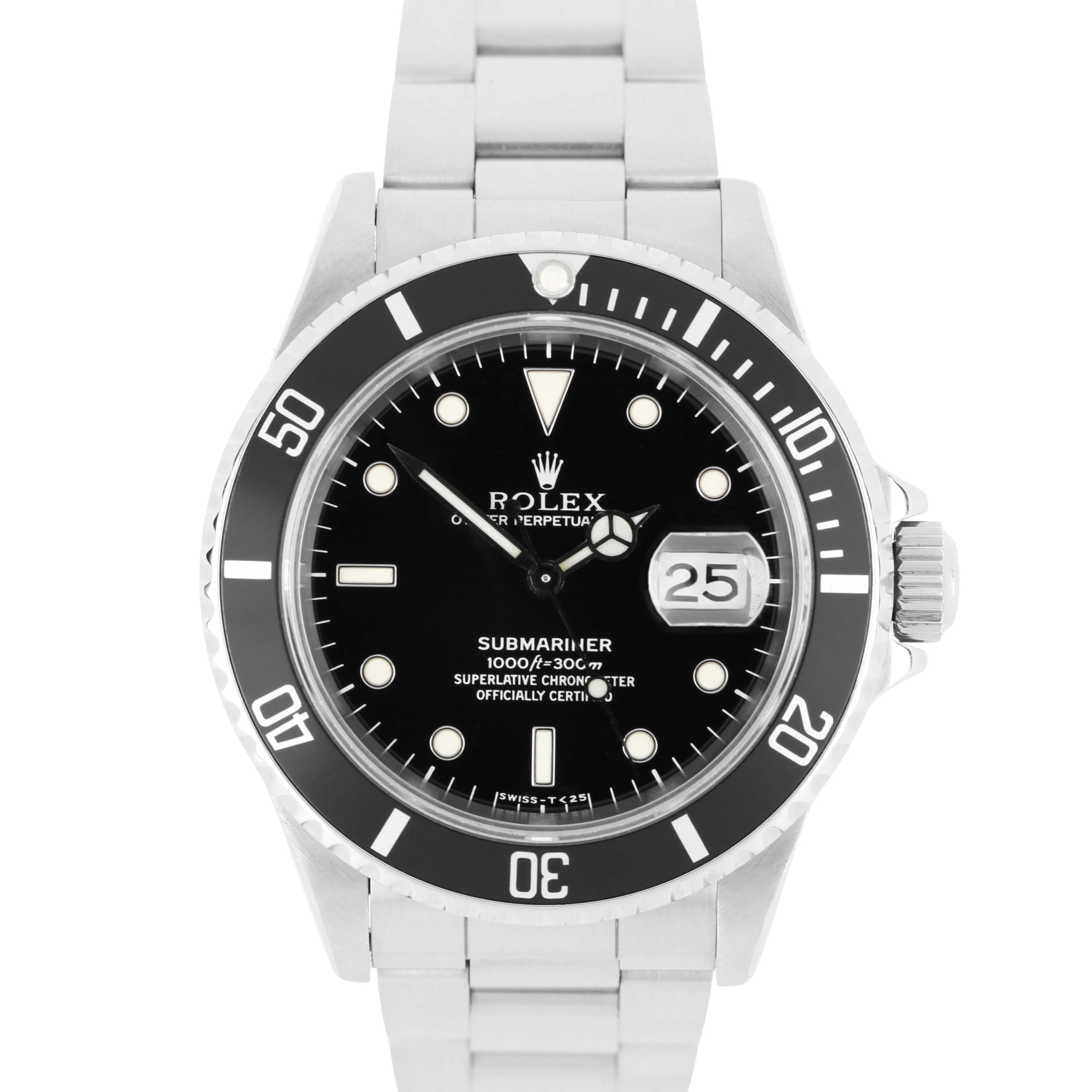 Rolex Submariner Date Stainless Steel Black 40mm 16610 Oyster Watch