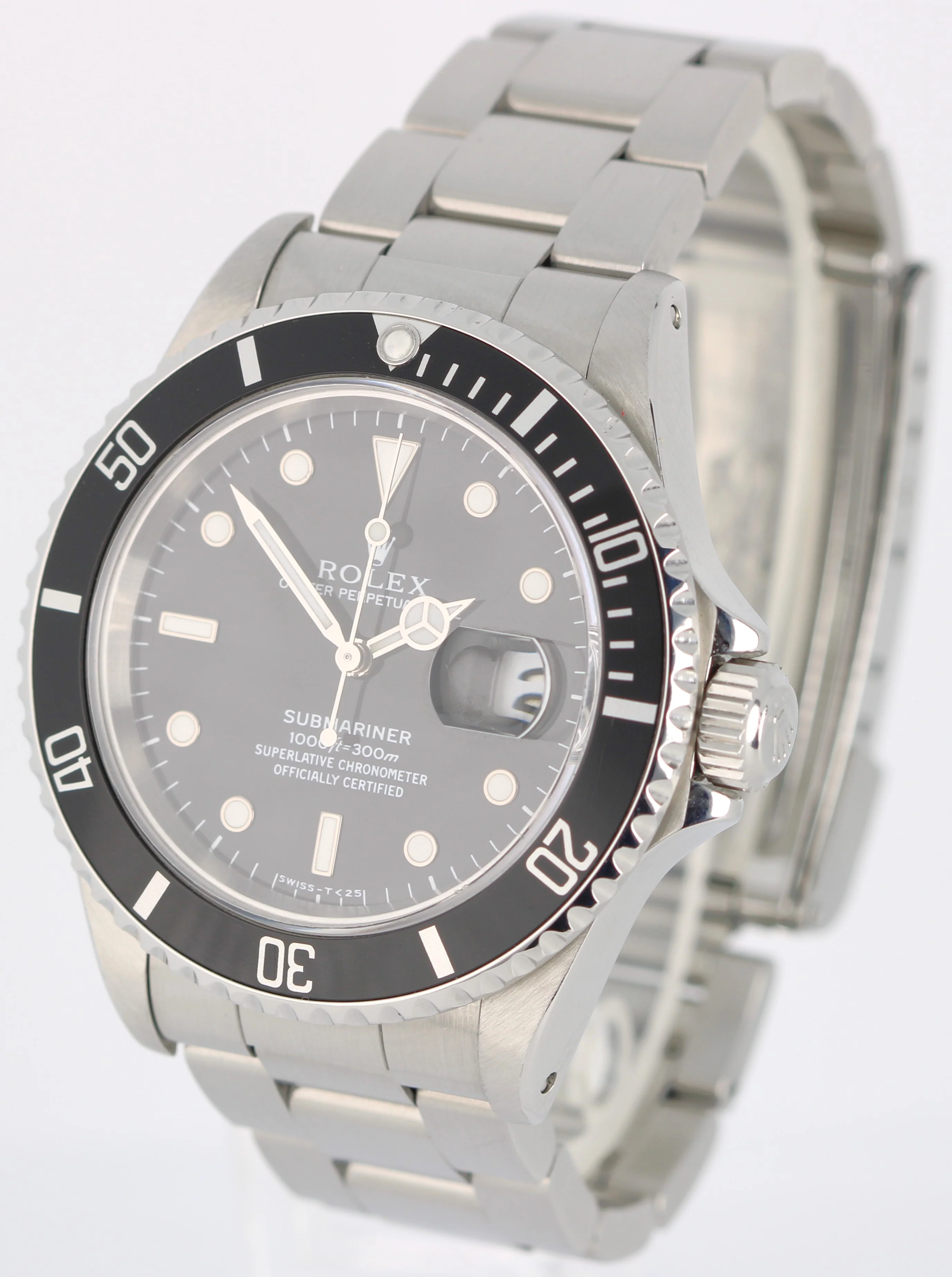 Rolex Submariner Date Stainless Steel Black 40mm 16610 Oyster Watch - Image 3