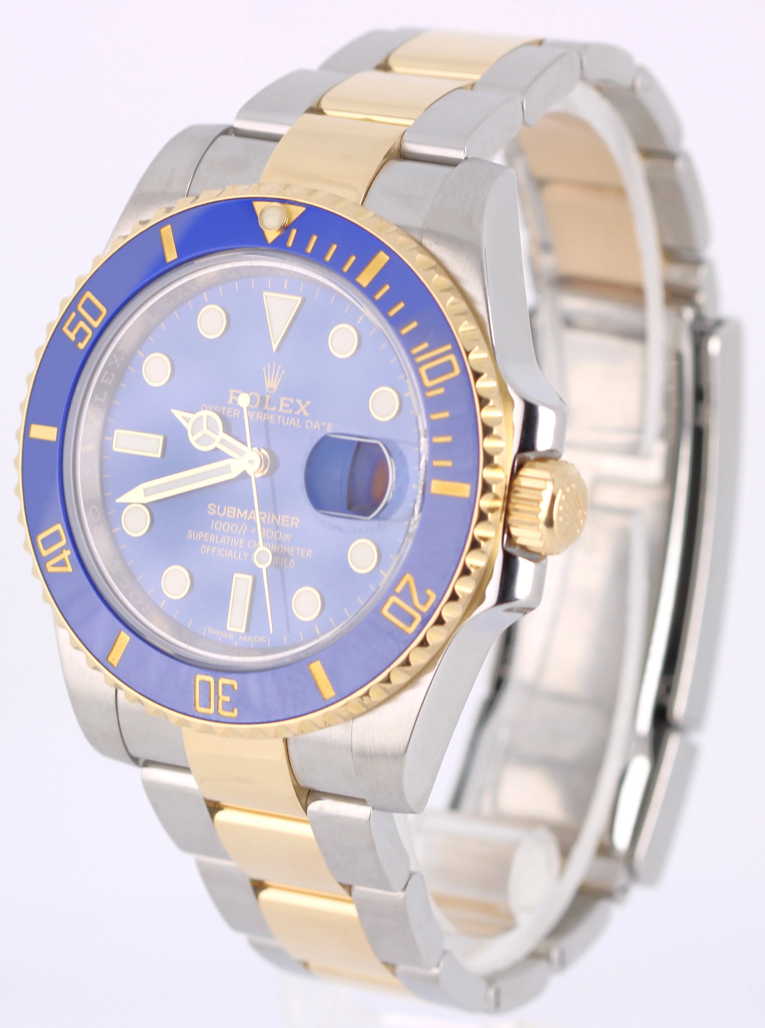 Rolex Submariner Date Two-Tone 18k Yellow Gold Steel BLUE 40mm 116613 Watch - Image 3