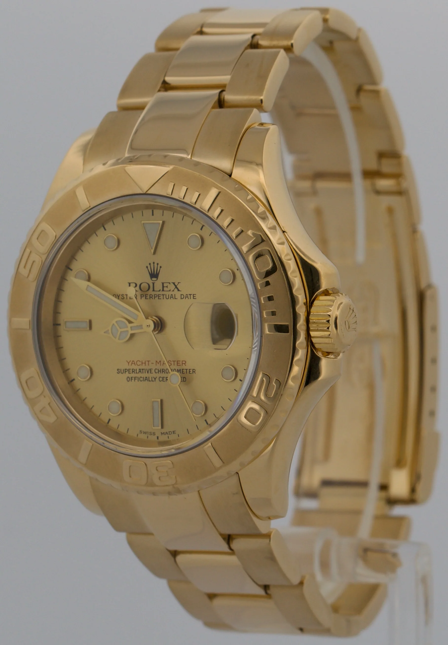 Rolex Yacht-Master 40mm CHAMPAGNE 18K Yellow Gold NO-HOLES Automatic Watch 16628 - Image 3