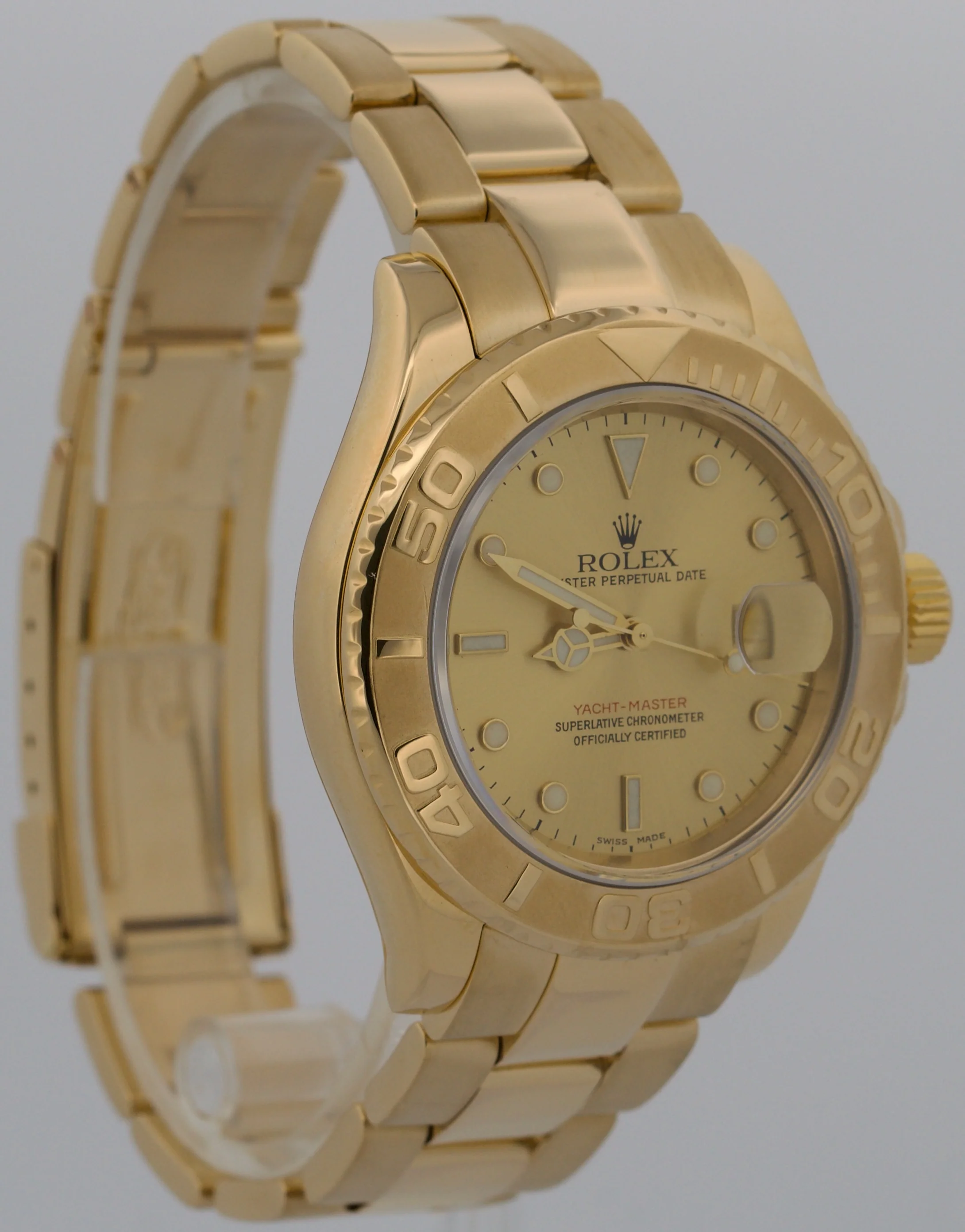 Rolex Yacht-Master 40mm CHAMPAGNE 18K Yellow Gold NO-HOLES Automatic Watch 16628 - Image 4