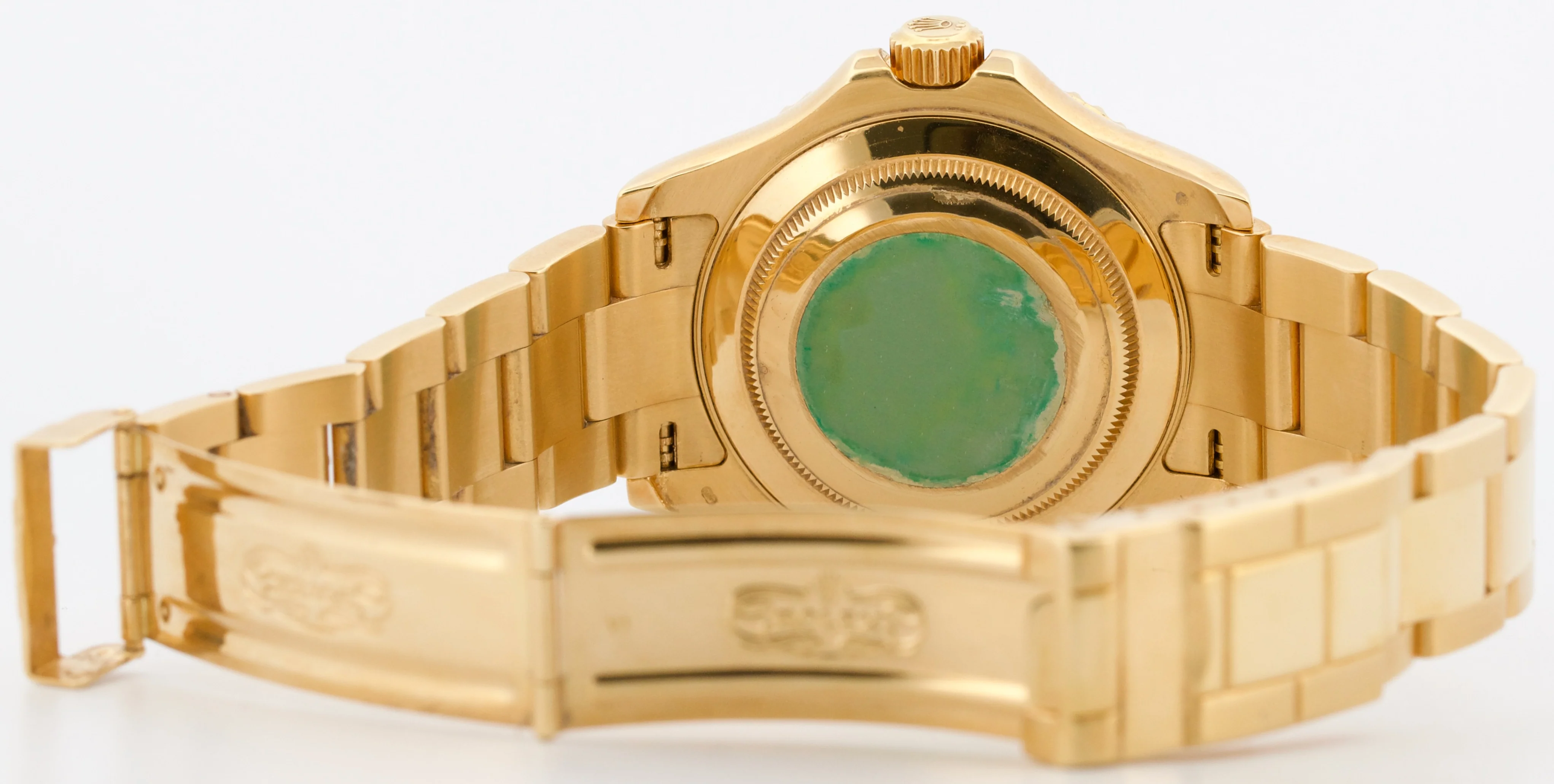 Rolex Yacht-Master 40mm WHITE 18K Yellow Gold Oyster GREEN STICKER Watch 16628 - Image 9