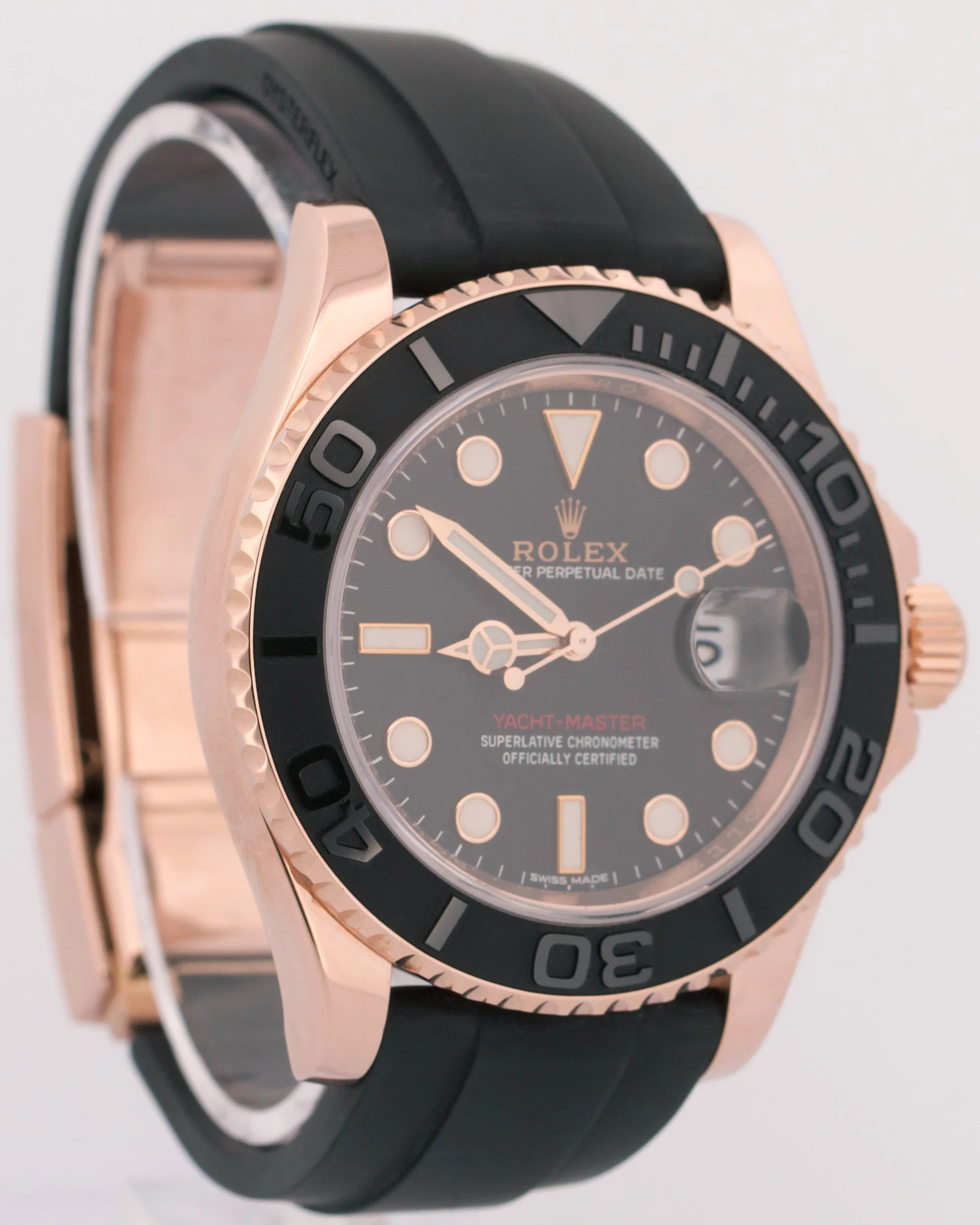 Rolex Yacht-Master BLACK 18K Rose Gold Oysterflex Rubber 40mm 116655 Watch - Image 3