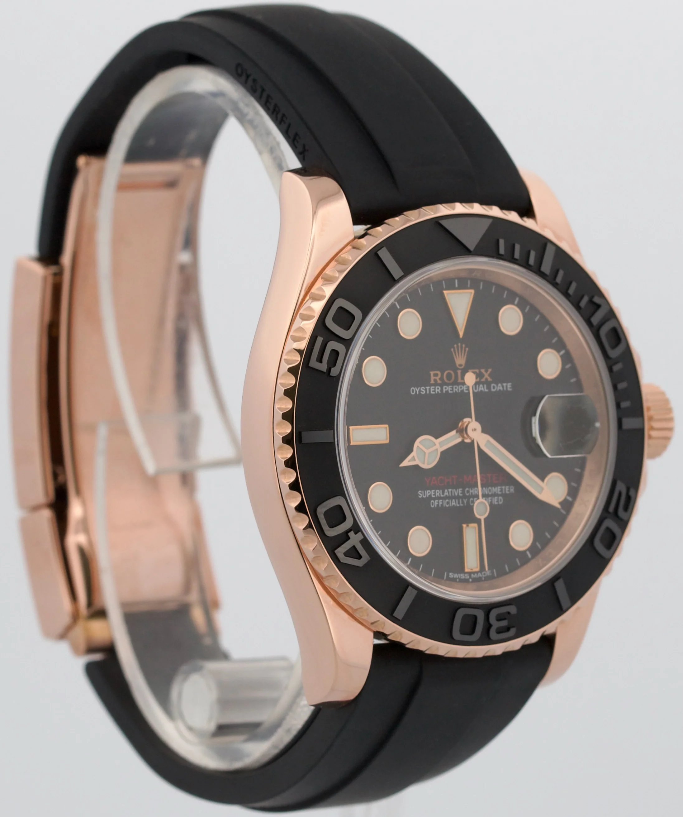 Rolex Yacht-Master BLACK 18K Rose Gold OYSTERFLEX Rubber Everose 40mm 116655 - Image 4