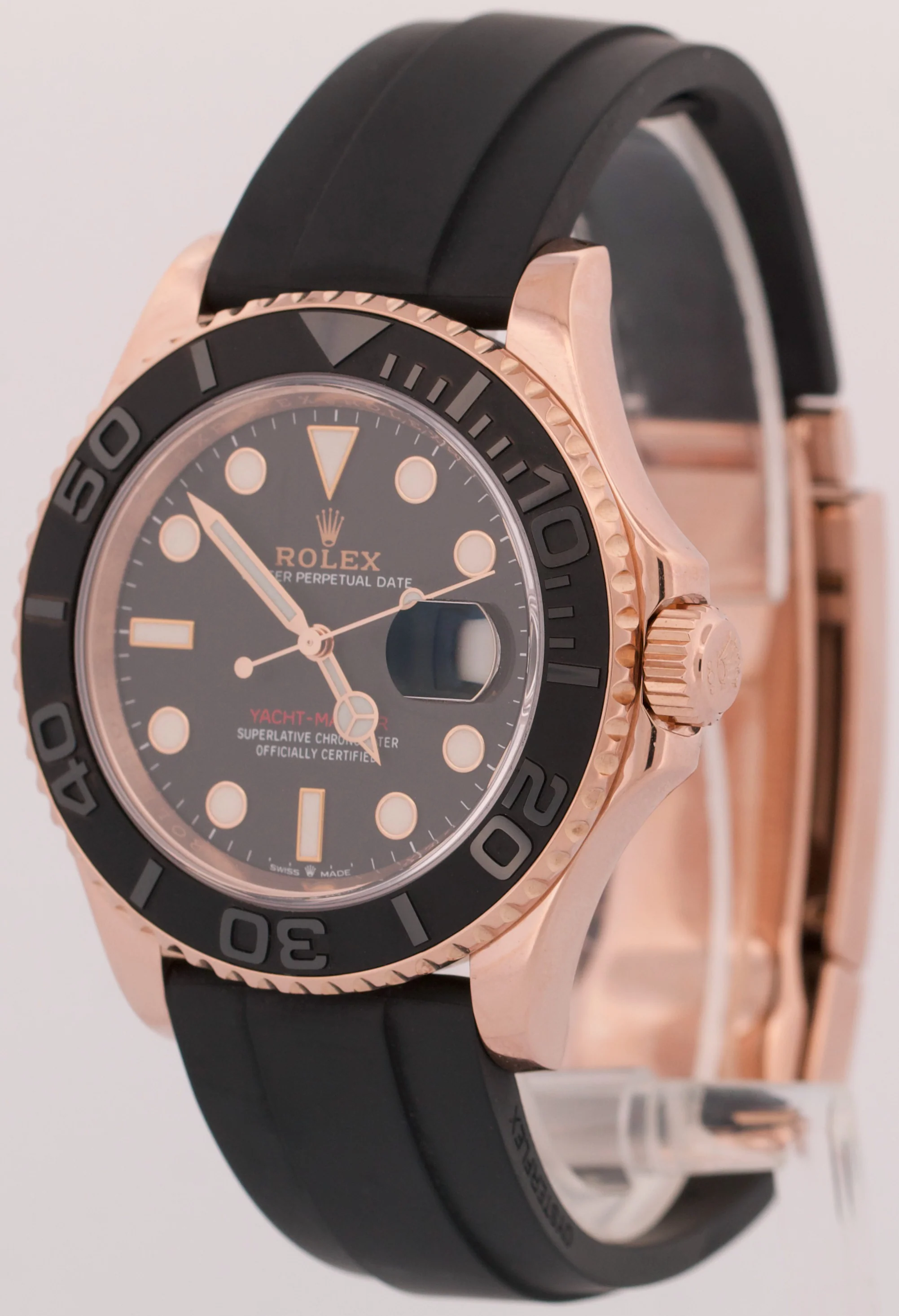 Rolex Yacht-Master BLACK 18K Rose Gold Oysterflex Rubber Everose 40mm 126655 - Image 3