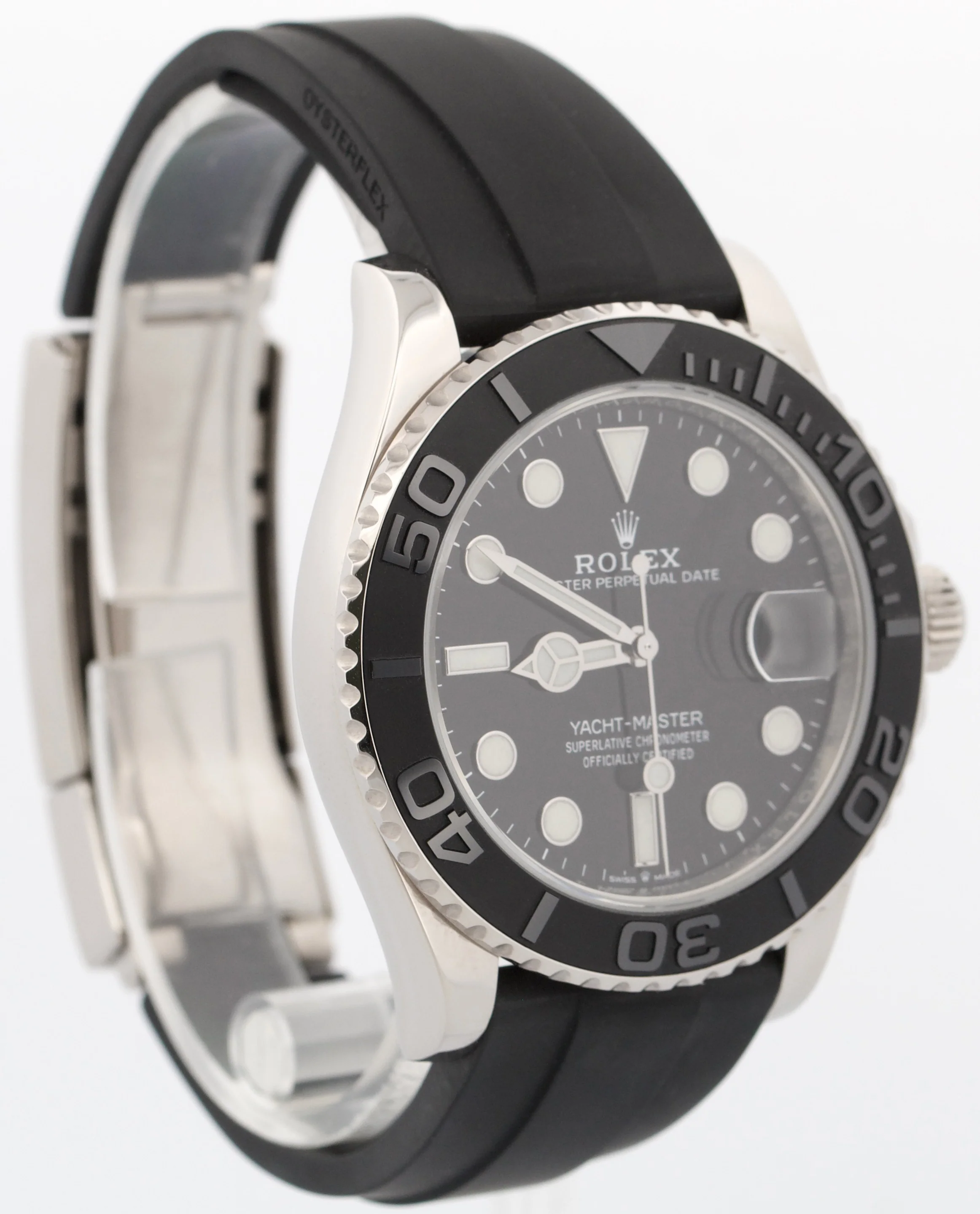 Rolex Yacht-Master BLACK 18K White Gold Oysterflex Rubber 42mm 226659 Watch - Image 3