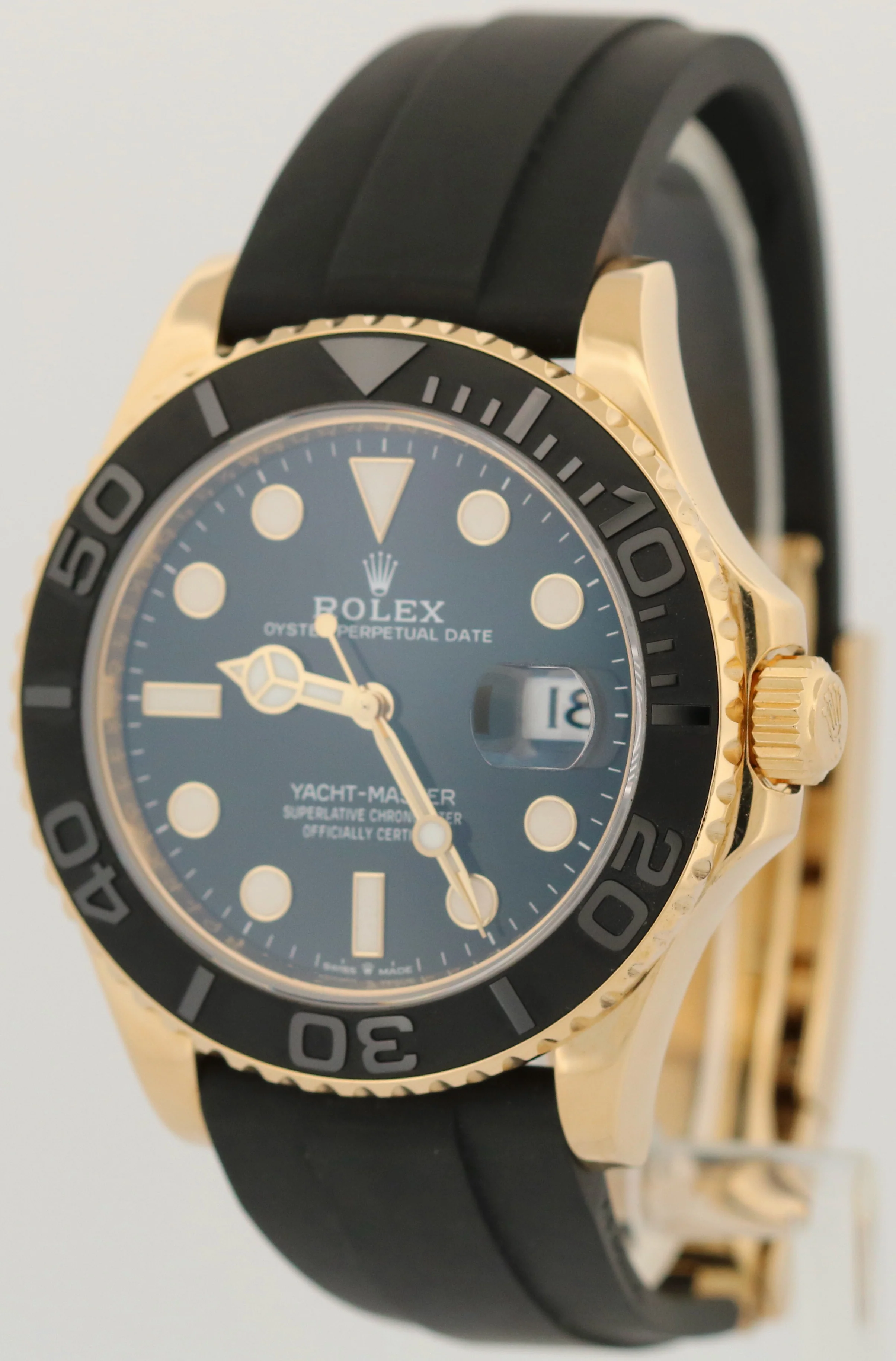 Rolex Yacht-Master BLACK 18K Yellow Gold Oysterflex Rubber 42mm Watch 226658 BOX - Image 3