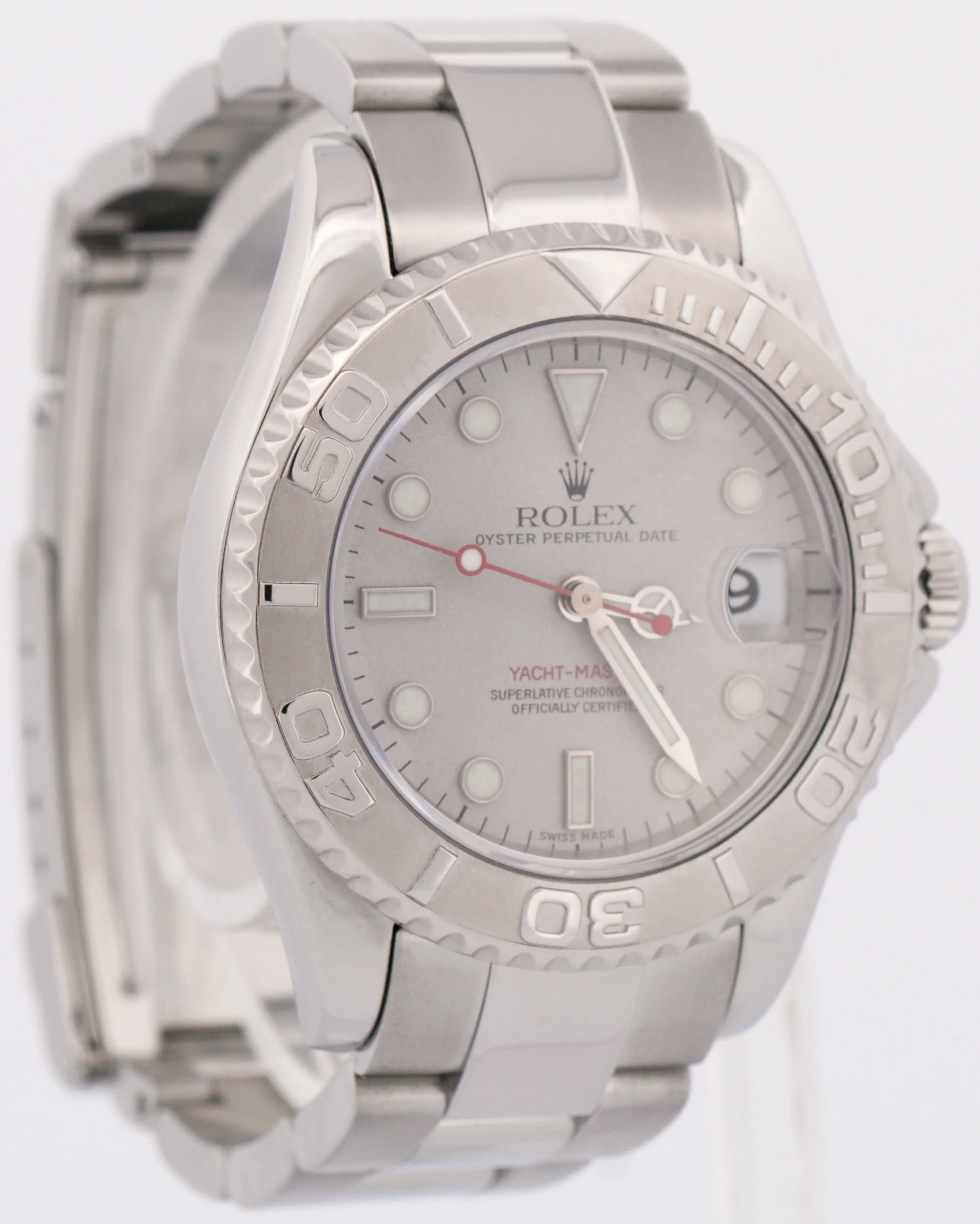 Rolex Yacht-Master Mid-Size PLATINUM Stainless Steel 35mm Oyster Watch 168622 - Image 3